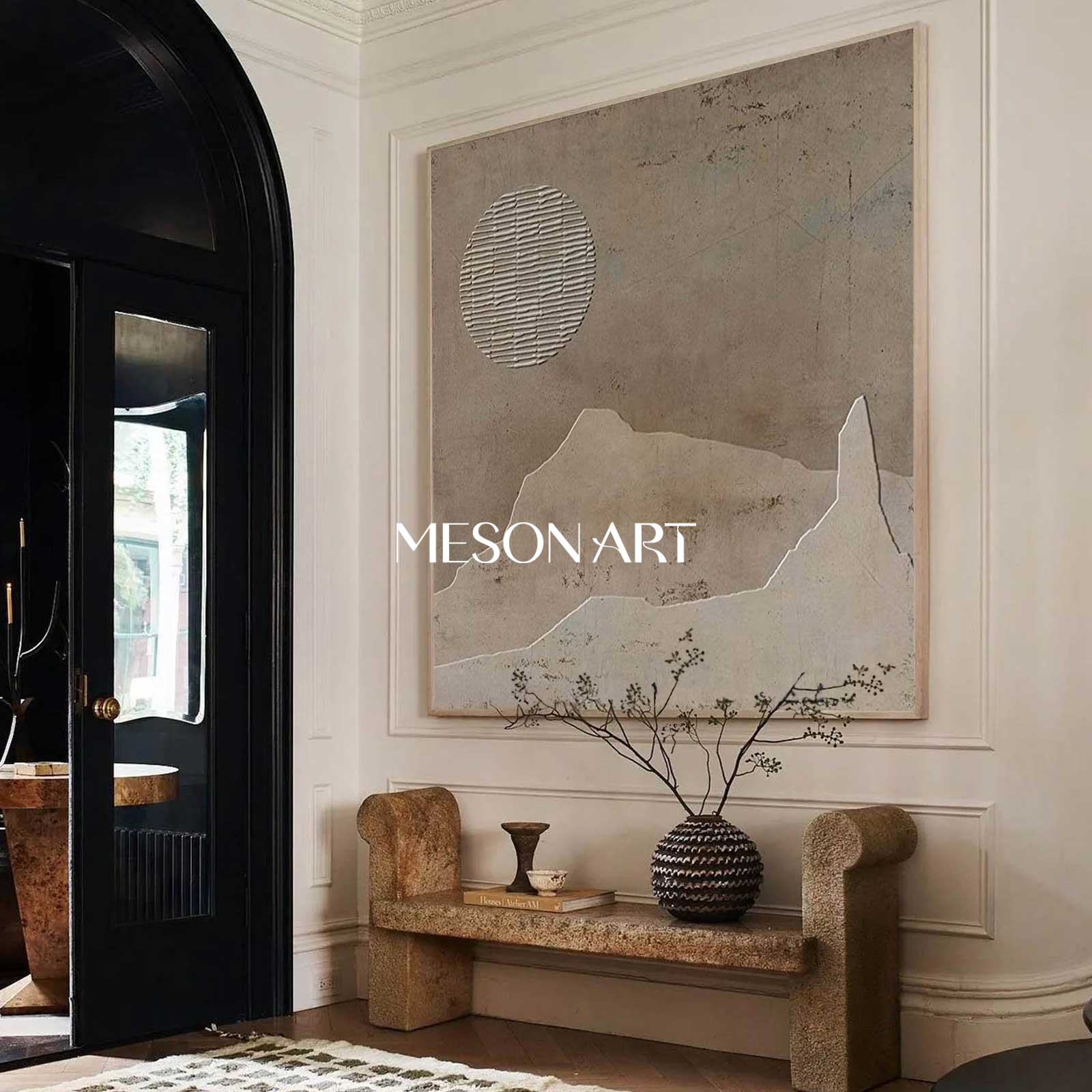 Brown Bohemian painting brown wall art 3d texture painting brown abstract art brown circle wall art Brown abstract painting on canvas