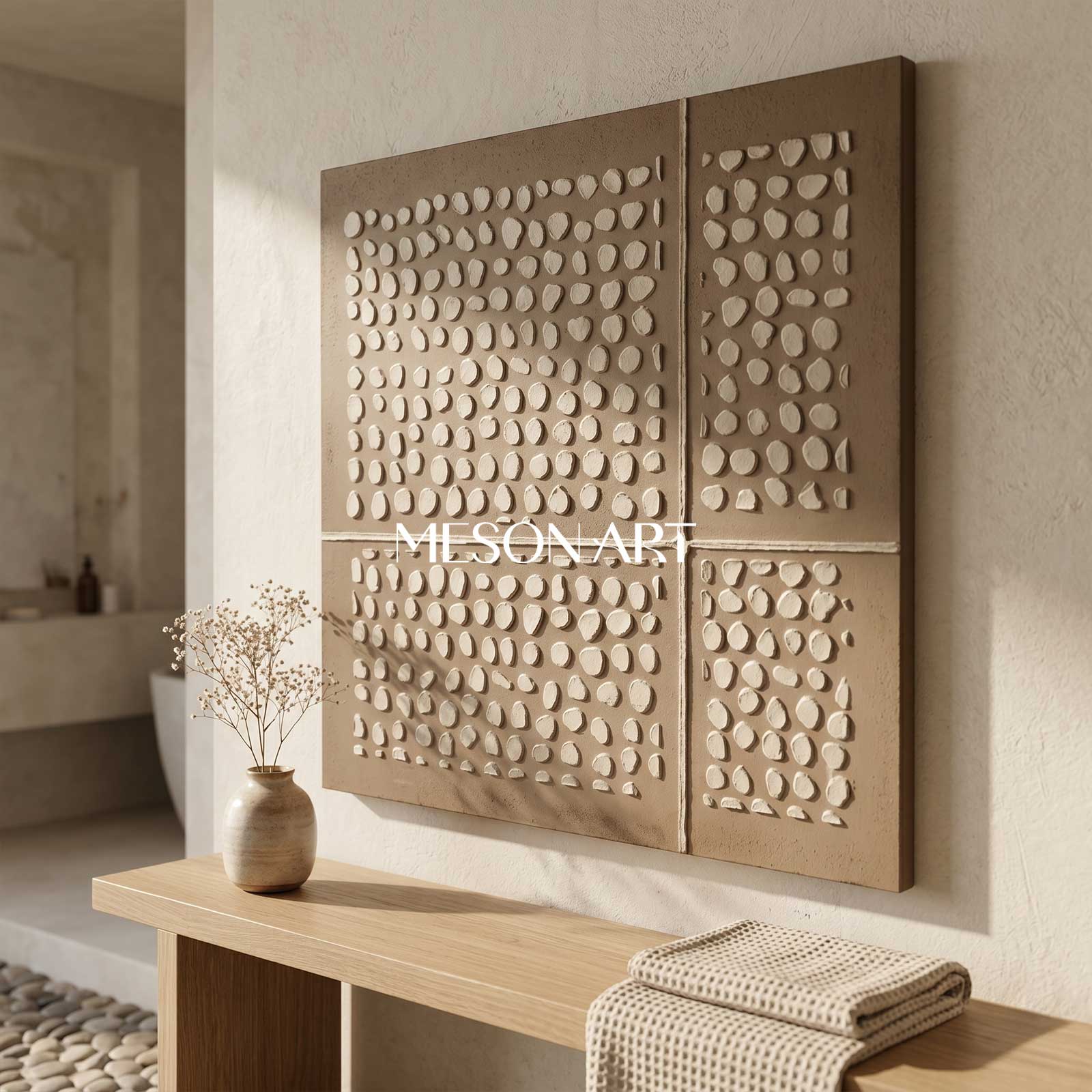 3D heavy texture brown wall art a pair brown abstract art canvas brown minimalist painting Wabi-Sabi Wall Art