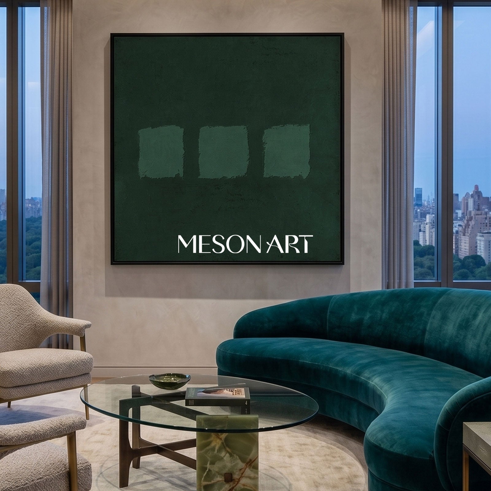 Green Oil Painting Green Abstract Art Canvas Wabi Sabi Wall Art Mimimalist 3D Texture Wall Paintings