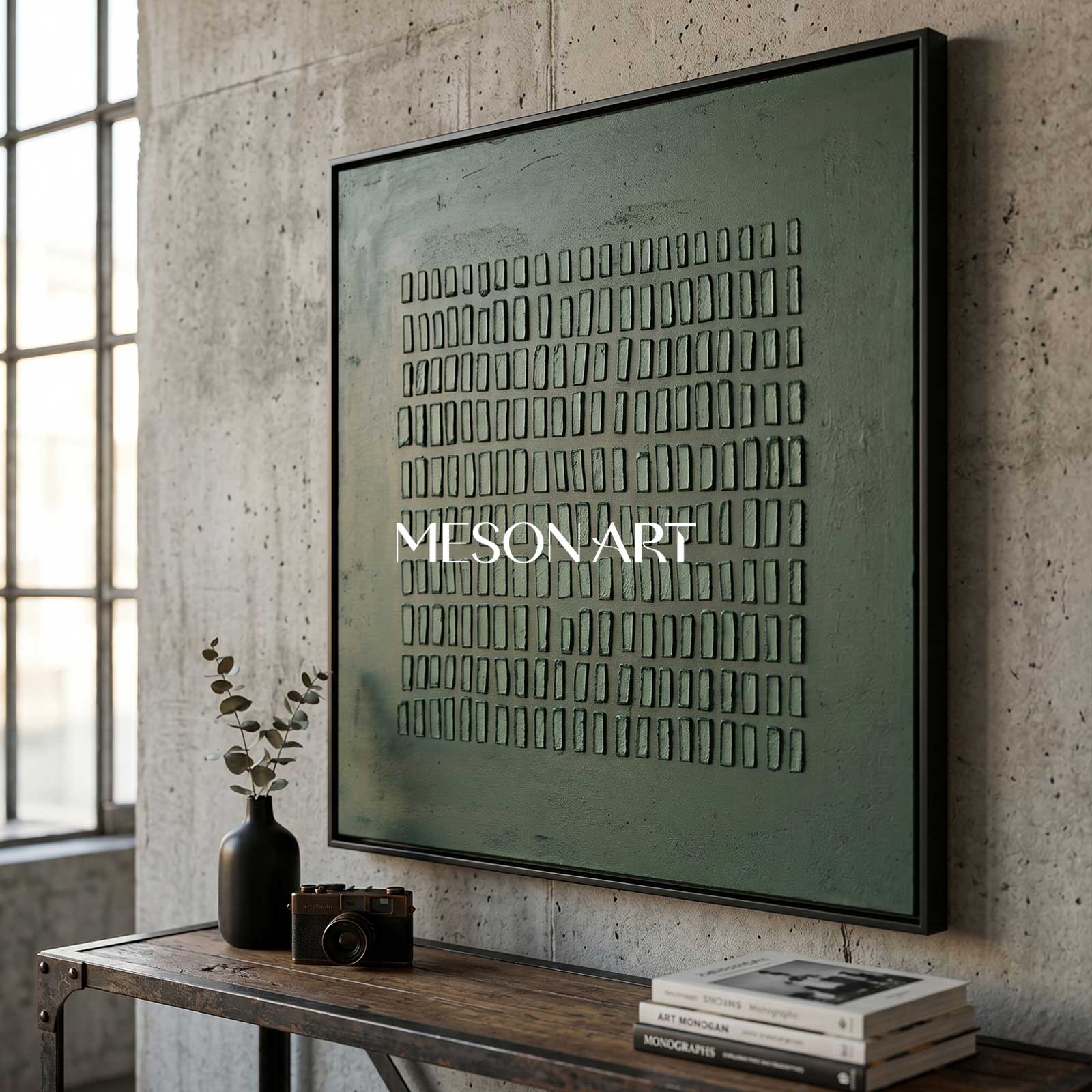 Green painting green abstract art canvas green abstract art canvas Wabi-Sabi Wall Art minimalist painting 3d texture wall art green wall art