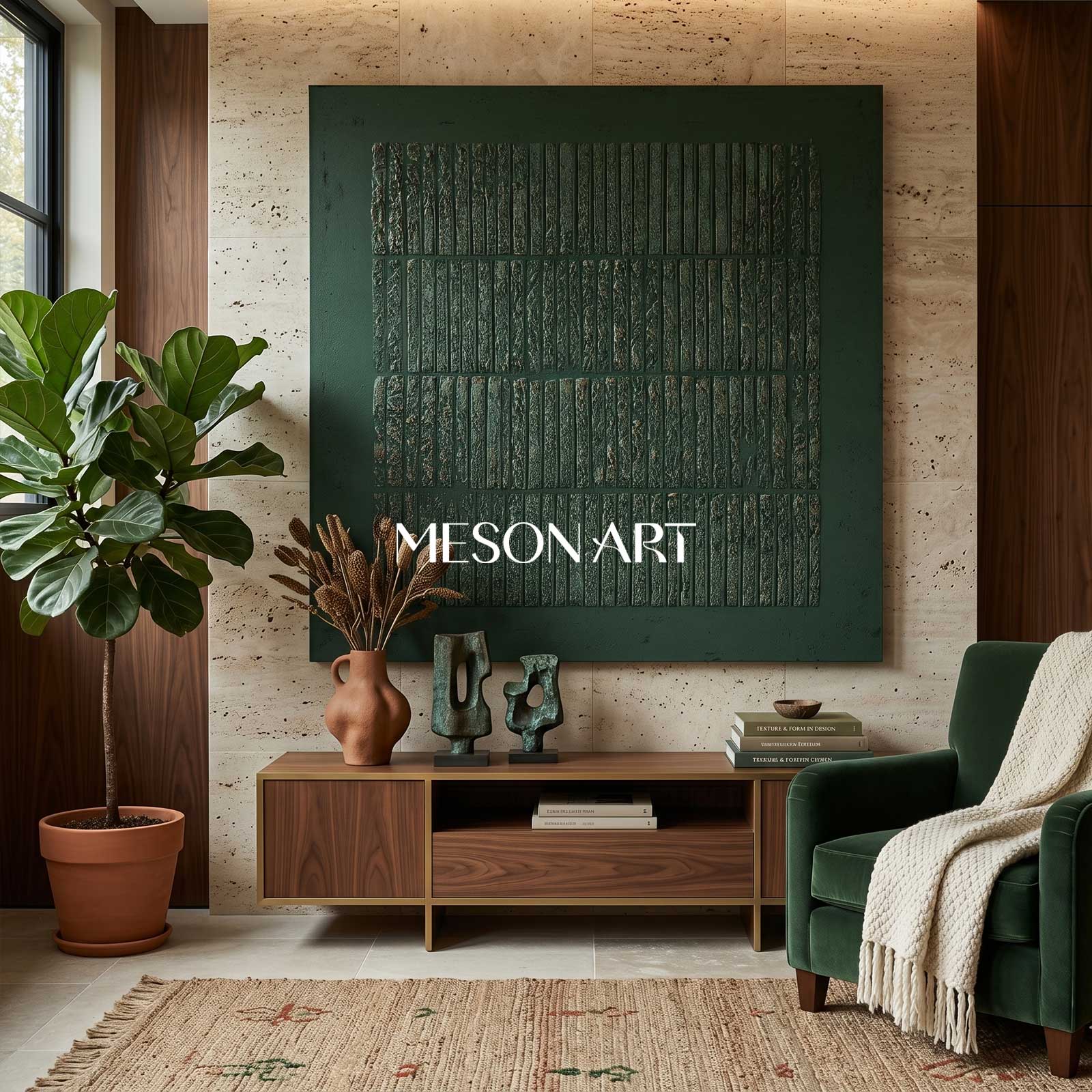 3D Green Abstract Art Canvas Green Painting Wabi Sabi Wall Art Minimalist Painting 3D Texture Wall art Green Wall Art
