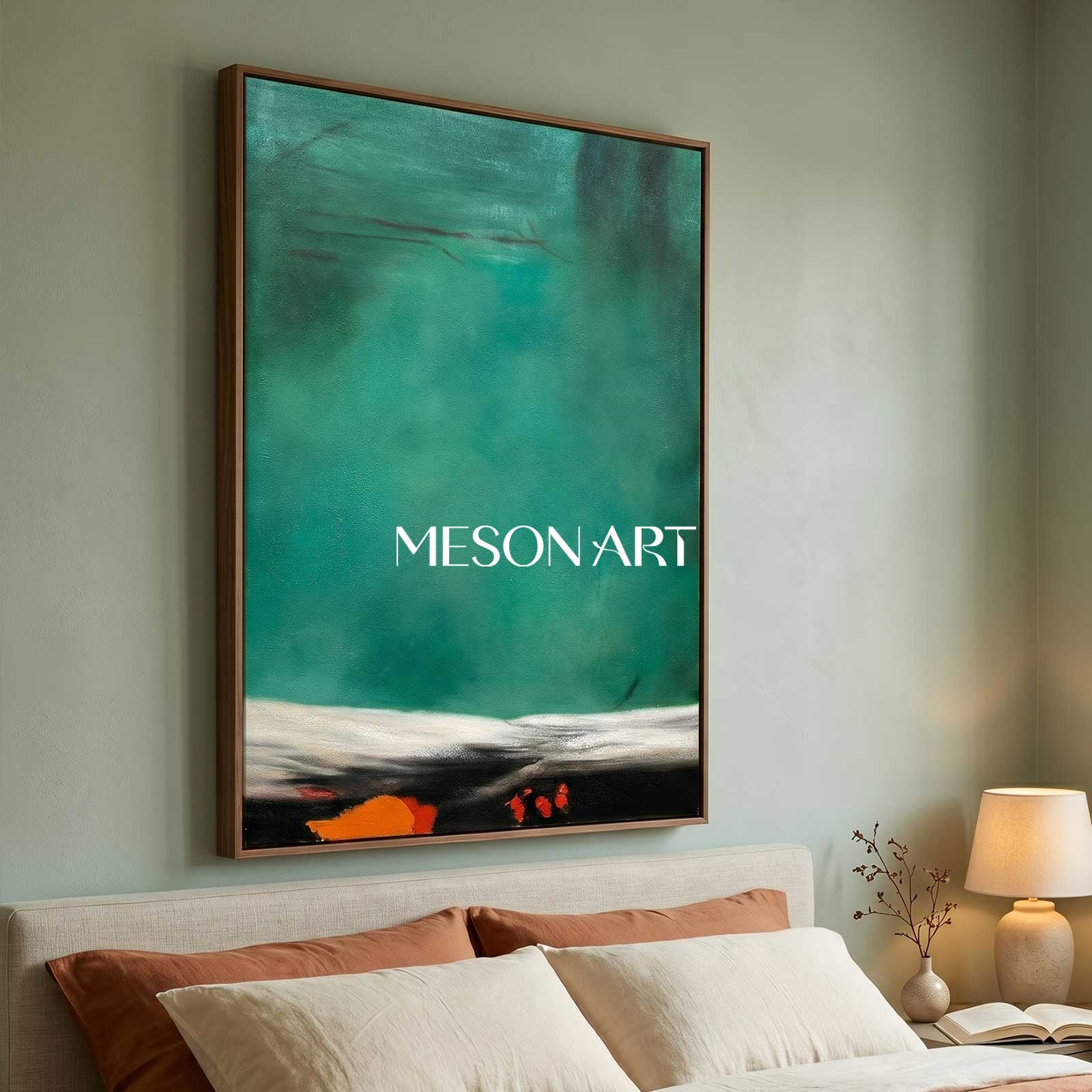 Green 3D Minimalist Abstract Painting Green 3D Textured Canvas Art Wabi-Sabi Wall Art Green Painting