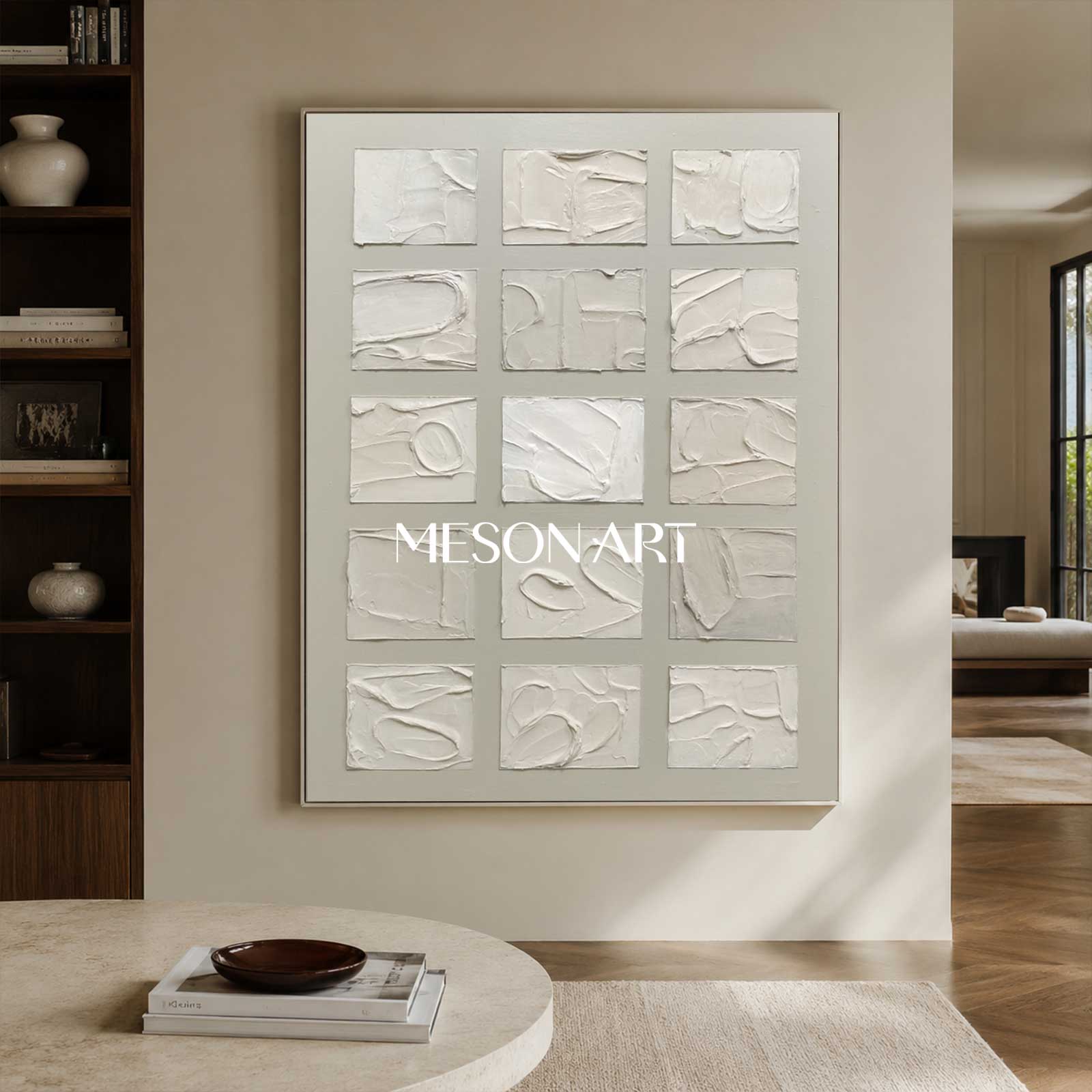 Gray 3D Textured Acrylic Abstract Painting Gray Minimalist Abstract Art 3D Plaster Art Wabi-Sabi Art