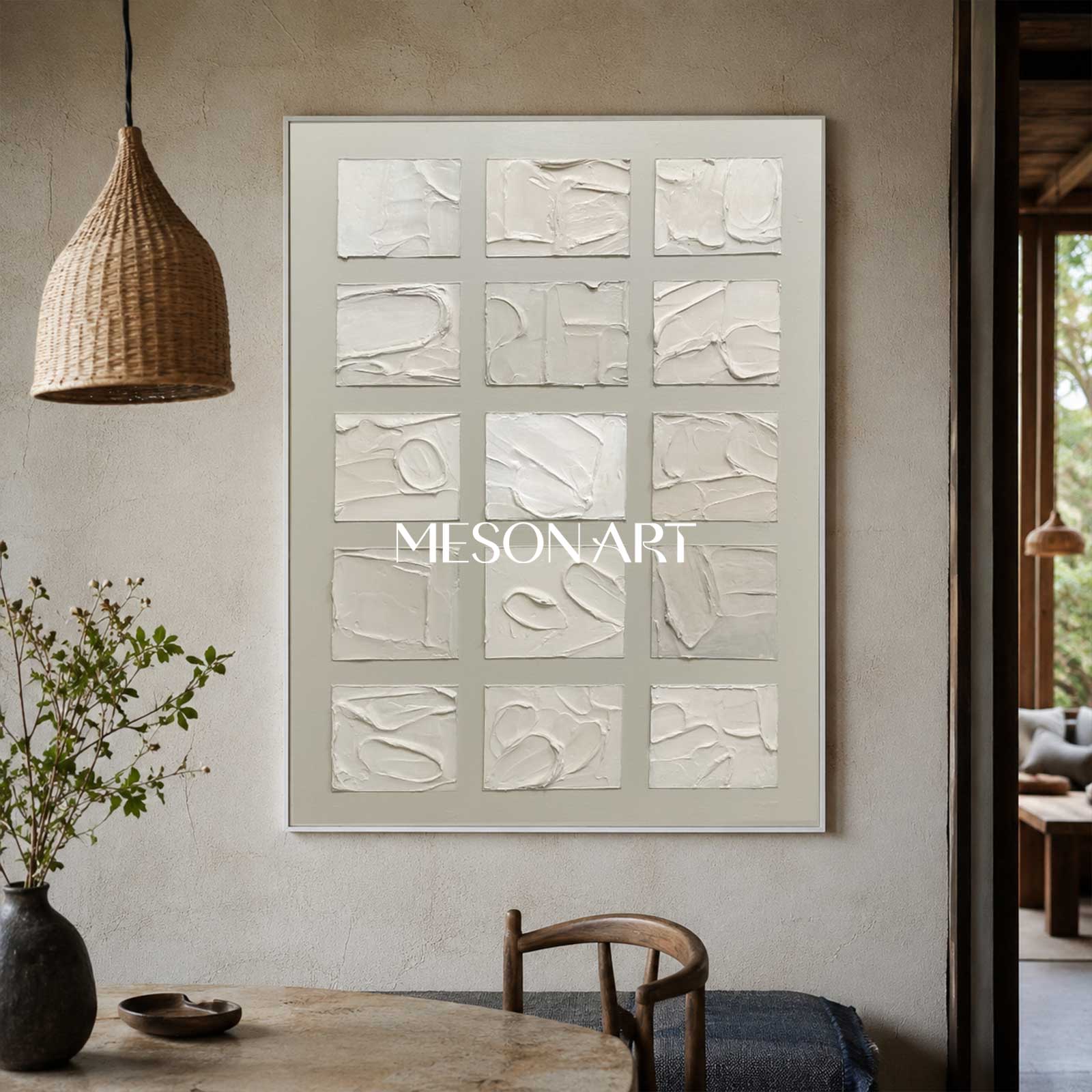 Gray 3D Textured Acrylic Abstract Painting Gray Minimalist Abstract Art 3D Plaster Art Wabi-Sabi Art