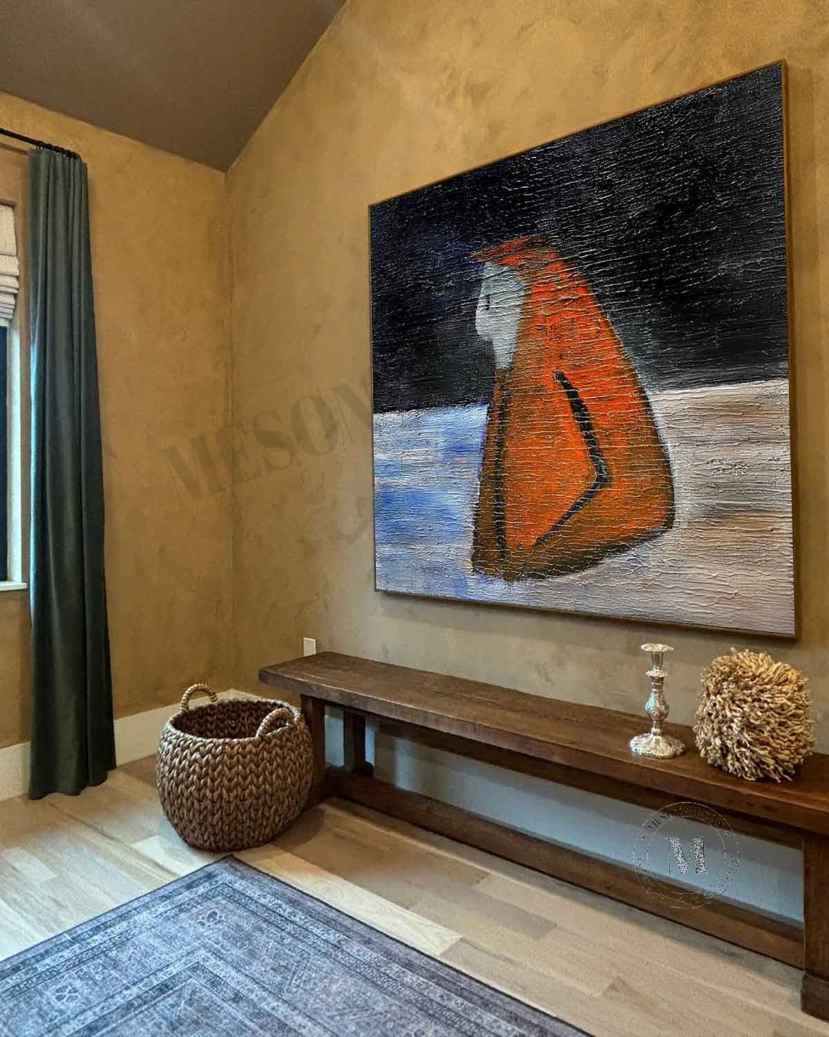 Black and Red Minimalist Abstract Art Black and Red Textured Paintings for Sale Wabi-Sabi Wall Art
