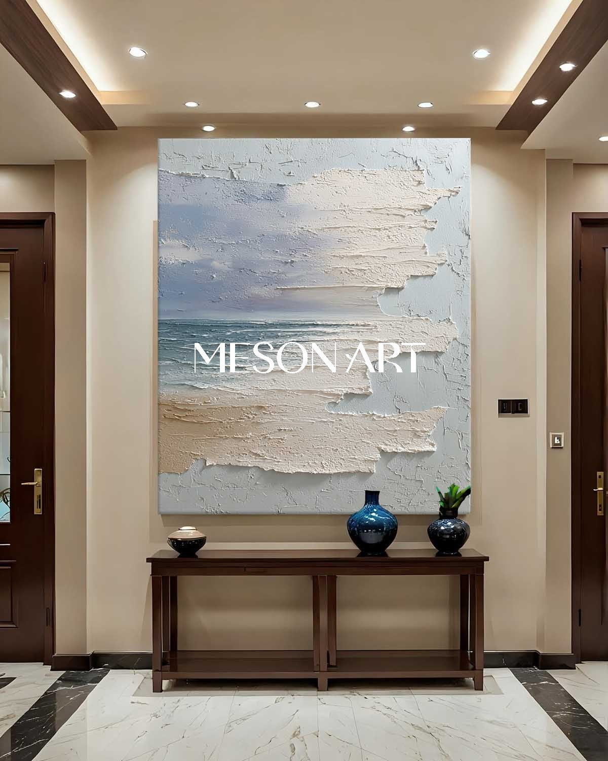 Large 3D Blue And White Sea Abstract Canvas Art Abstract Sea Texture Paintings Sea Wall Art Decor