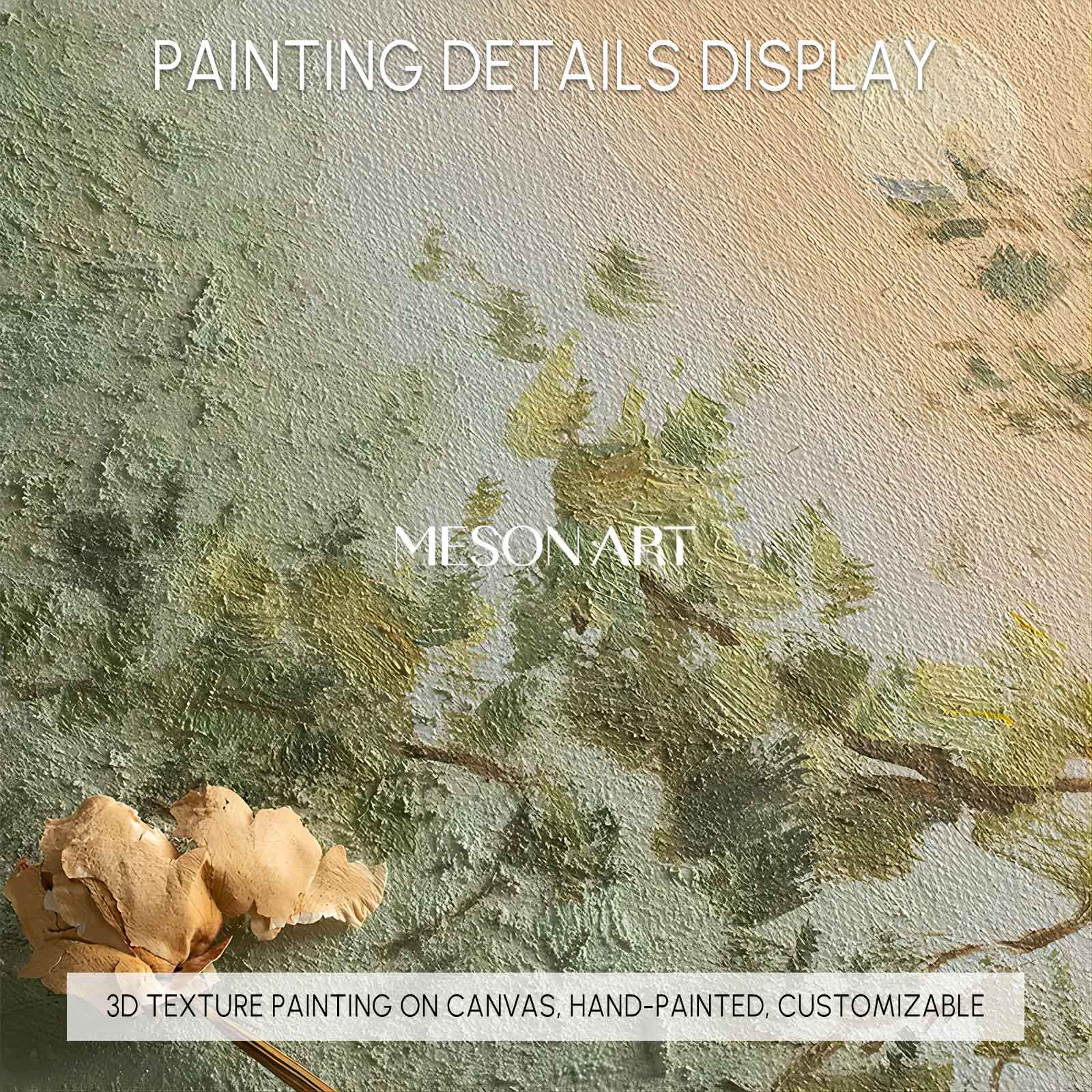 Large Green Landscape Art Large Green Wall Decor Green Landscape 3D Textured Canvas Painting