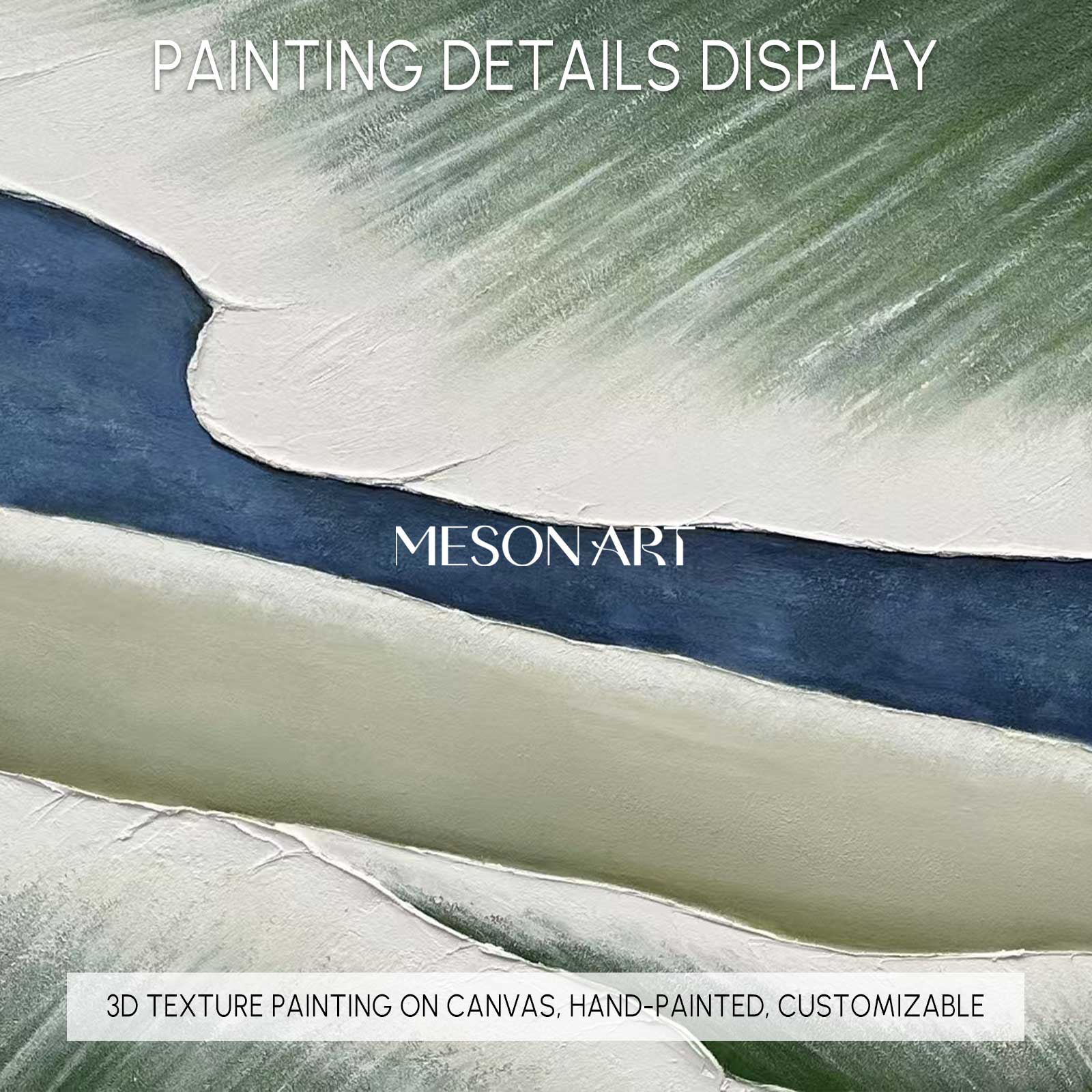 Large Green and White 3D Textured Abstract Painting Large 3D Textured Wall Art 3D Plaster Art