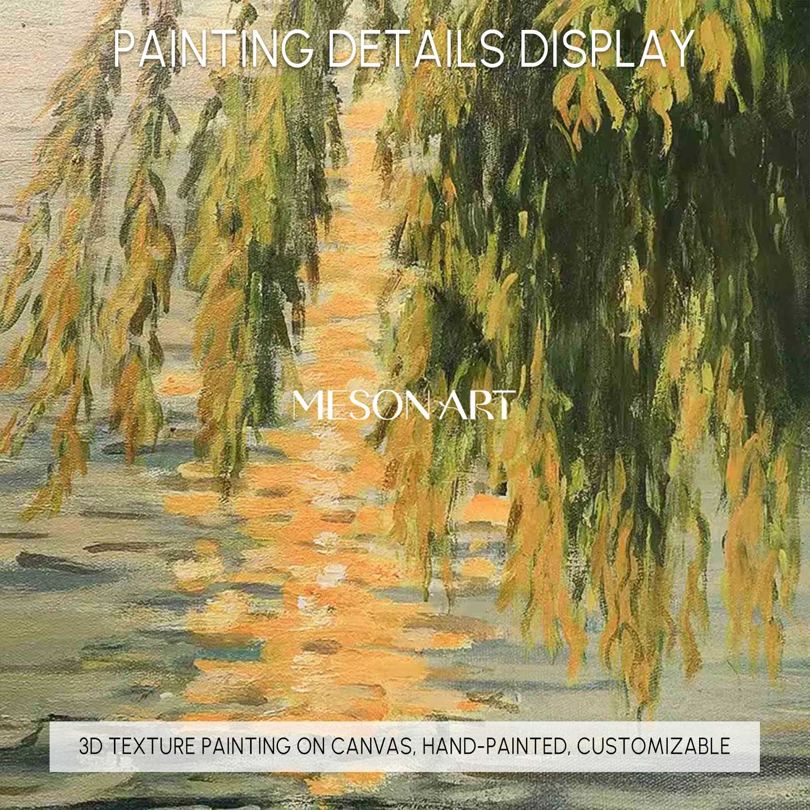 Lakeside Green Leaves Landscape Oil Painting Original Landscape Canvas Art Green Landscape Wall Art