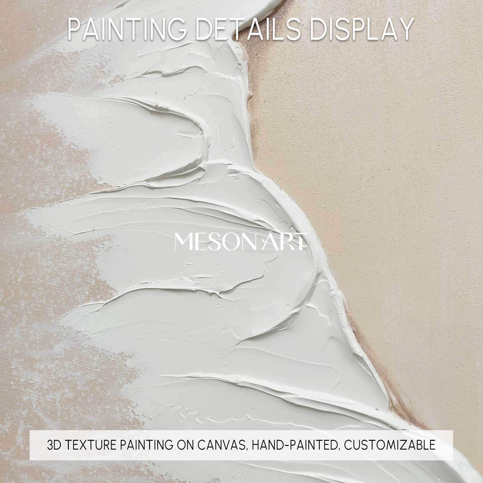 White 3D Ocean Waves Painting White 3D Plaster Art White 3D Texture Wall Painting Minimalist Art