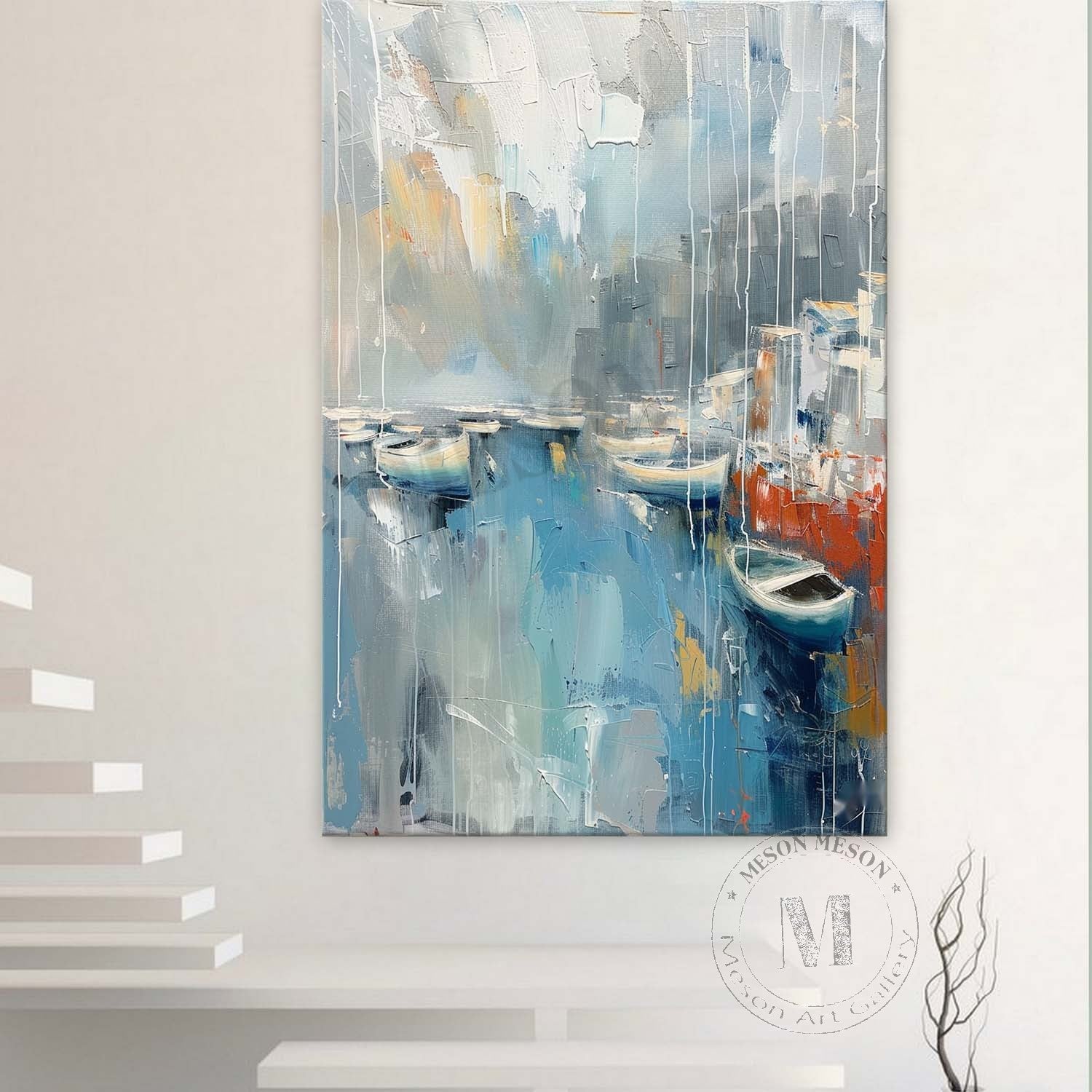 Sailboat Canvas Art for Sale Boat Abstract Wall Art Decor Wooden Boat Palette Oil Painting