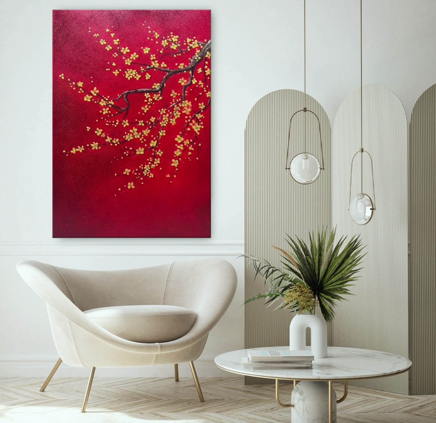 Yellow Flower Texture Painting Yellow Plum Blossom Canvas Wall Art Decoration For Sale