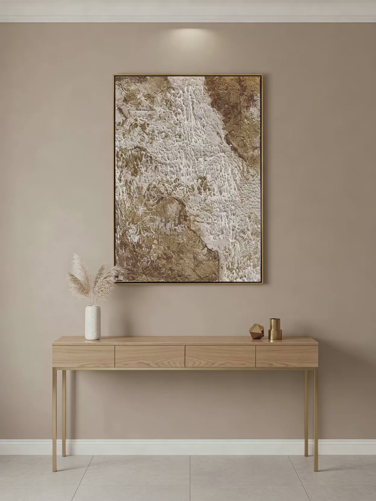 Brown Abstract Oil Painting 3D Textured Acrylic Painting on Canvas Brown Minimalist Wall Art