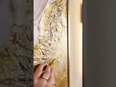 Load video: Panoramic 3D Textured Abstract Canvas Art | Gold Wave Wall Decor