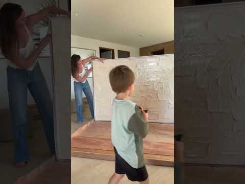 Load video: Large Beige 3D Abstract Painting Textured Wall Art Plaster Wall Art Knife Acrylic Canvas Painting
