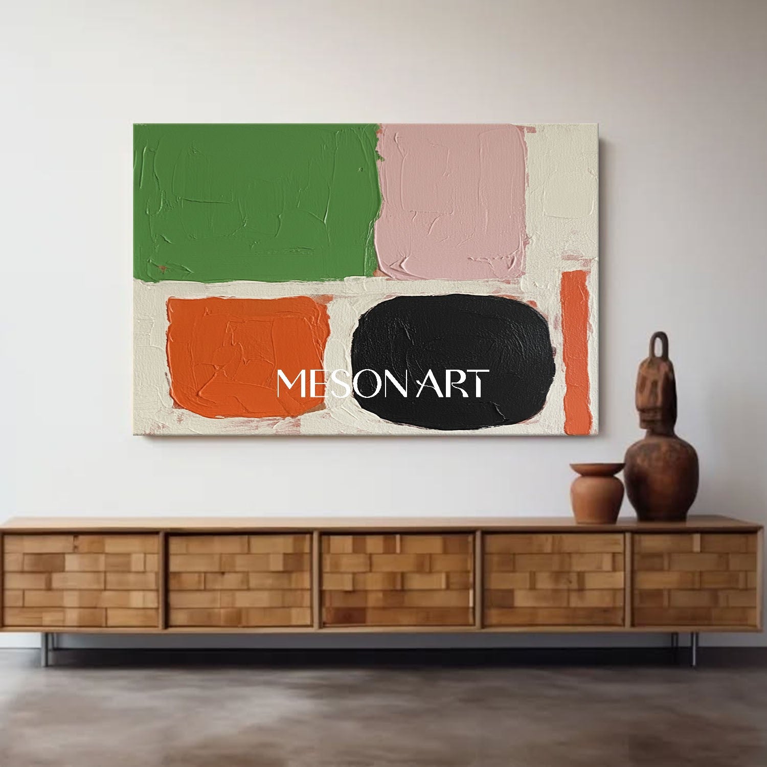 Vibrant Color Blocks Abstract Canvas Entryway Modern Wall Art Decor