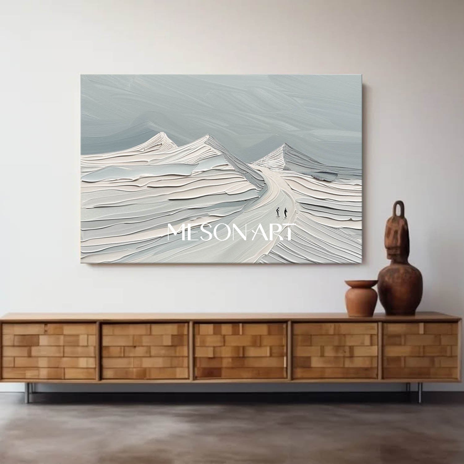 Winter Abstract Wall Art Impasto Snow Scene Painting Entryway Canvas