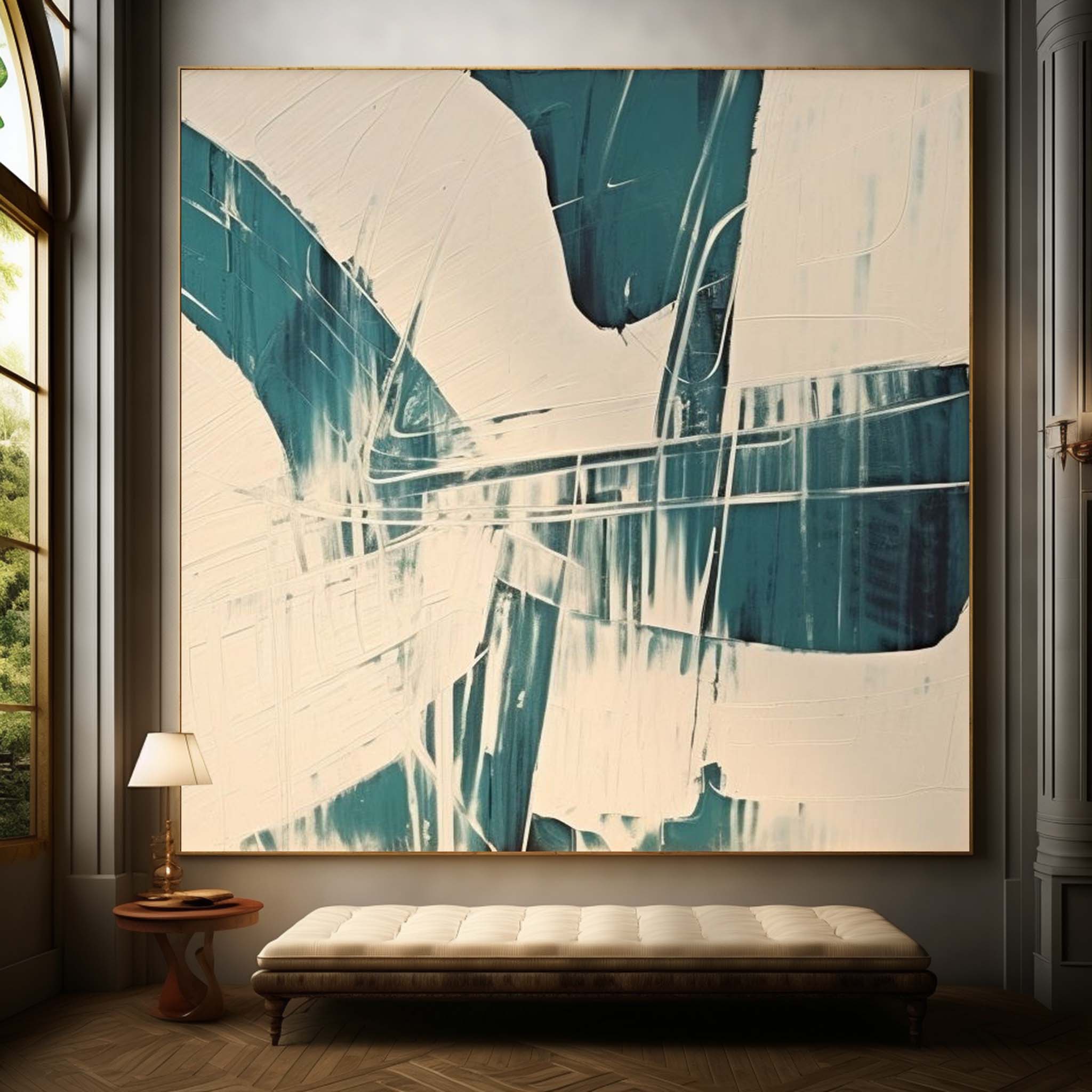 Beige and Blue Abstract Art Beige and Blue Abstract Art on Canvas Modern Minimalist Wall Art Beige and Blue Textured Painting