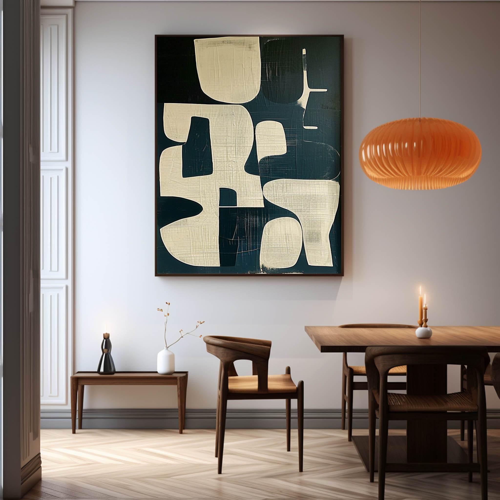 Beige and Black Minimalist Abstract Art Wabi-Sabi Wall Art Beige and Black Texture Canvas Painting