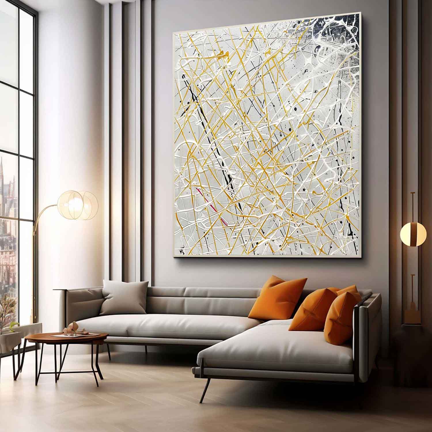 White and Yellow Abstract Canvas Art for Sale White and Yellow Abstract Wall Art Decoration Painting
