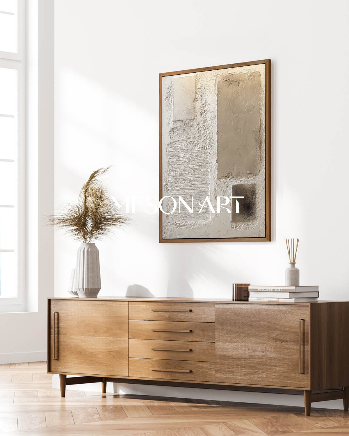 Large 3D Ivory Abstract Canvas Art Ivory Texture Painting Wabi-Sabi Wall Art Decor