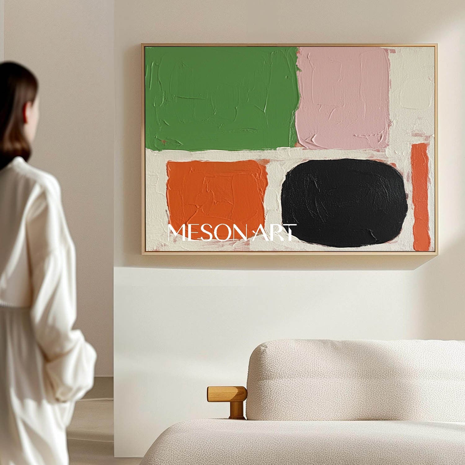 Vibrant Color Blocks Abstract Canvas Entryway Modern Wall Art Decor