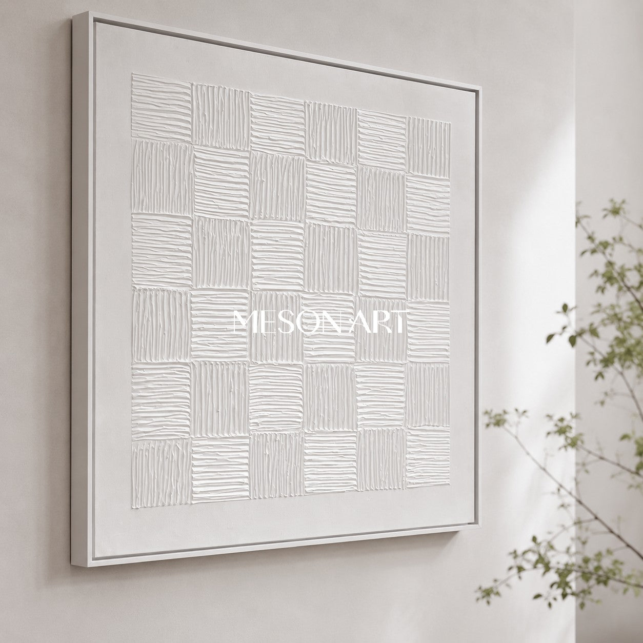 White 3D Plaster Art White 3D Abstract Painting White 3D Textured Acrylic Canvas Art White Minimalist Art