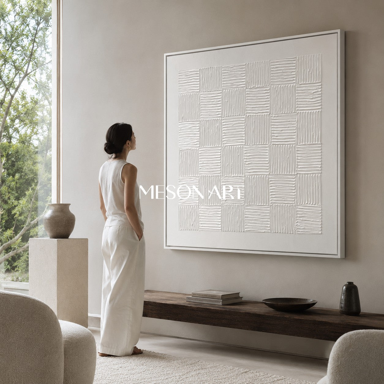 White 3D Plaster Art White 3D Abstract Painting White 3D Textured Acrylic Canvas Art White Minimalist Art