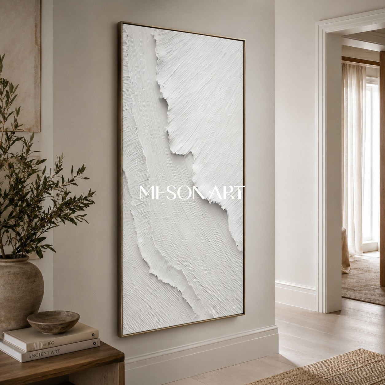 Large White 3D Abstract Canvas Art White Plaster Wall Art Textured Art Minimalism Painting Textured Wall Art