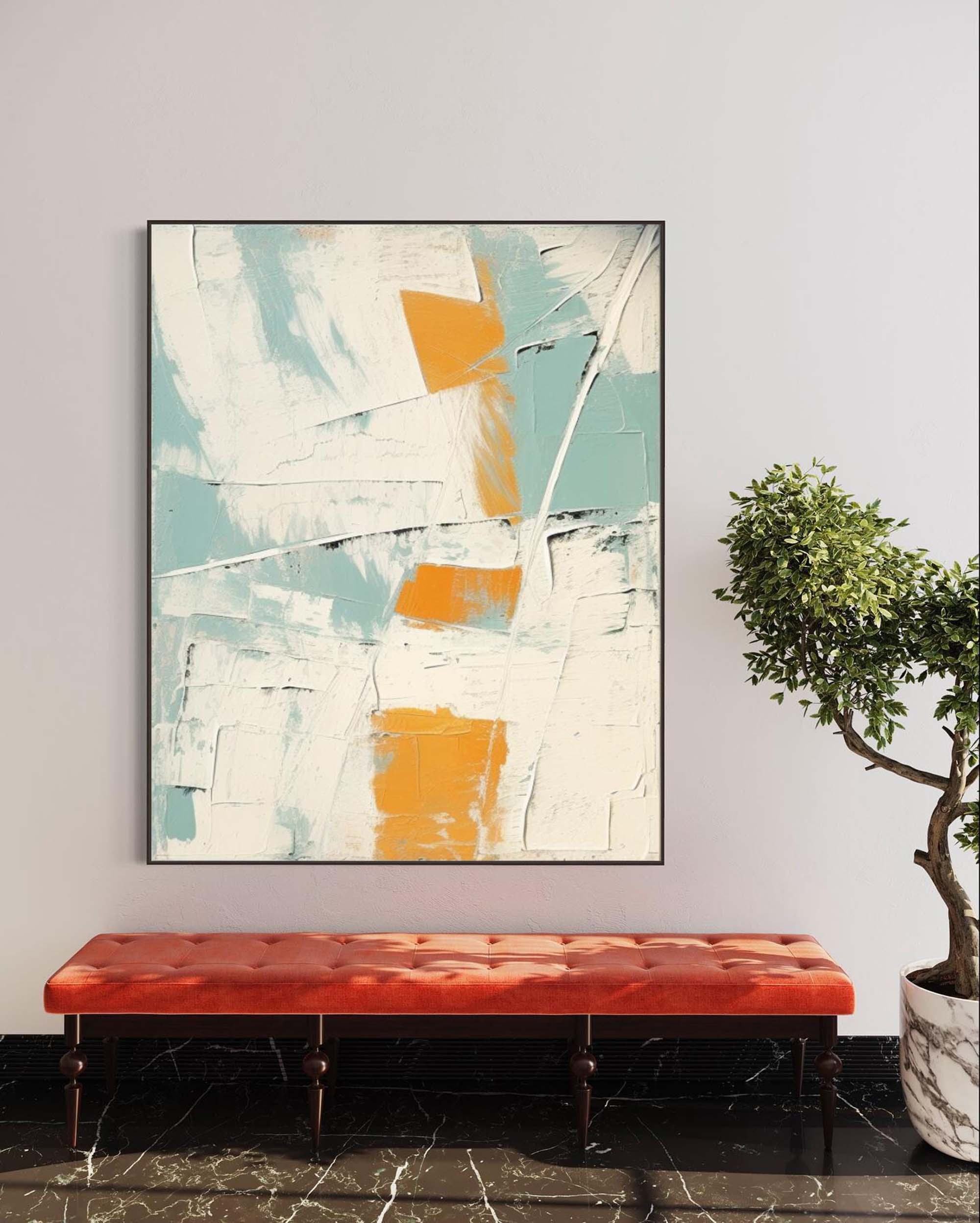 Gray and Blue Minimalist Wall Art Gray and Blue Texture Painting Living Room Minimalist Wall Decor