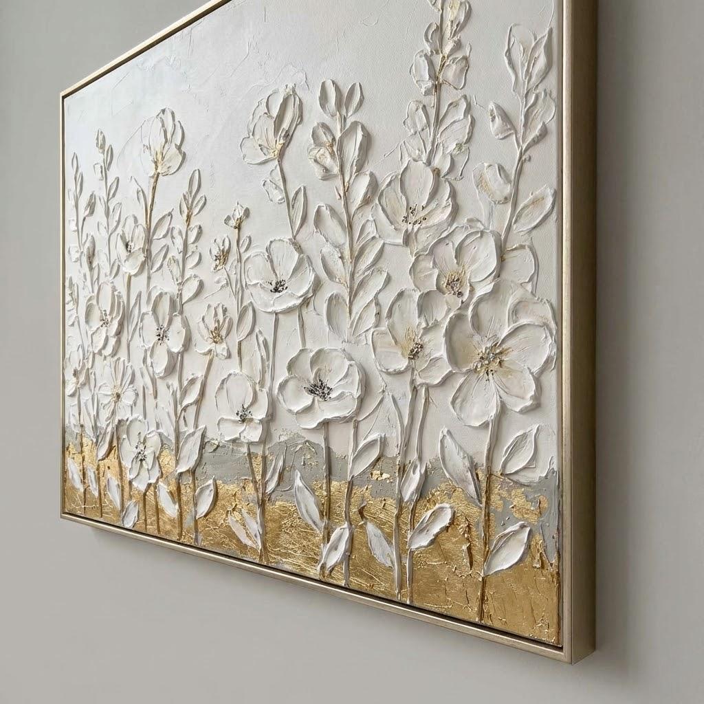 Horizontal Abstract Floral Painting Modern Farmhouse Floral Painting