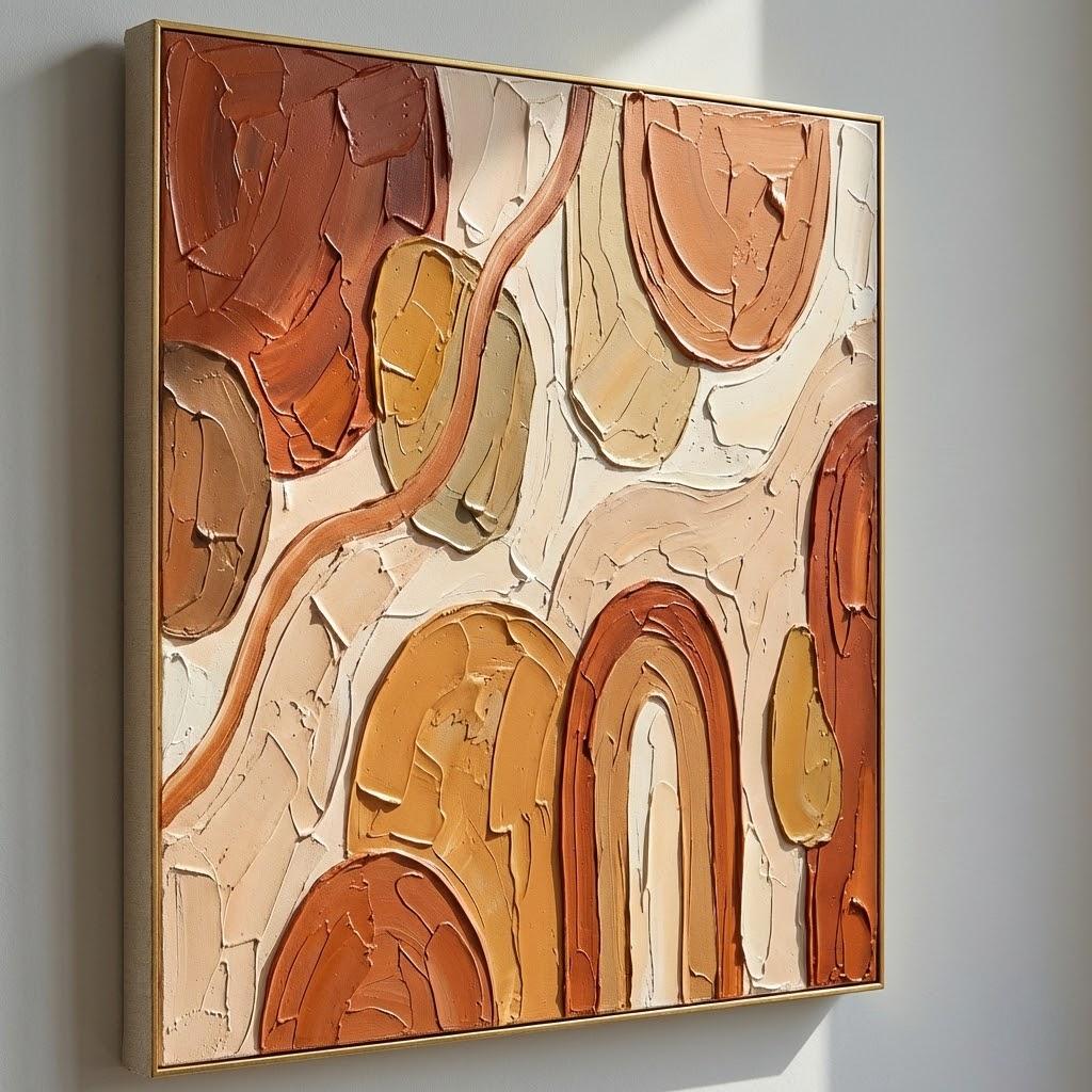 Original Bohemian Minimalist Painting Abstract Linear Wall Art Decoration for Bedroom