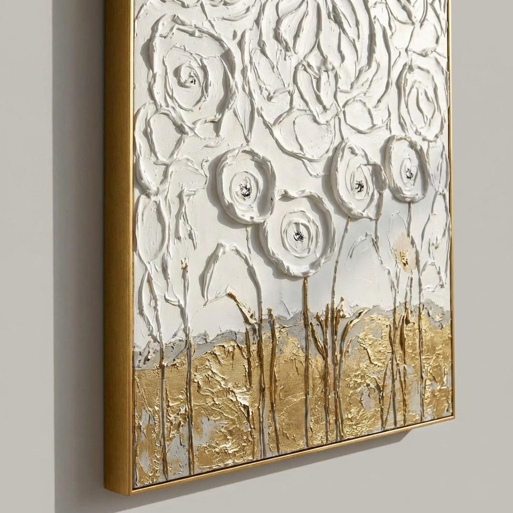 3D White Plaster Texture Painting Romantic Living Room Centerpiece