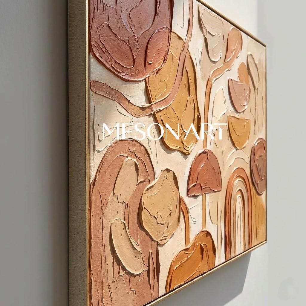 3D Bohemian Minimalist Canvas Painting Arched Lines and Abstract Texture Art