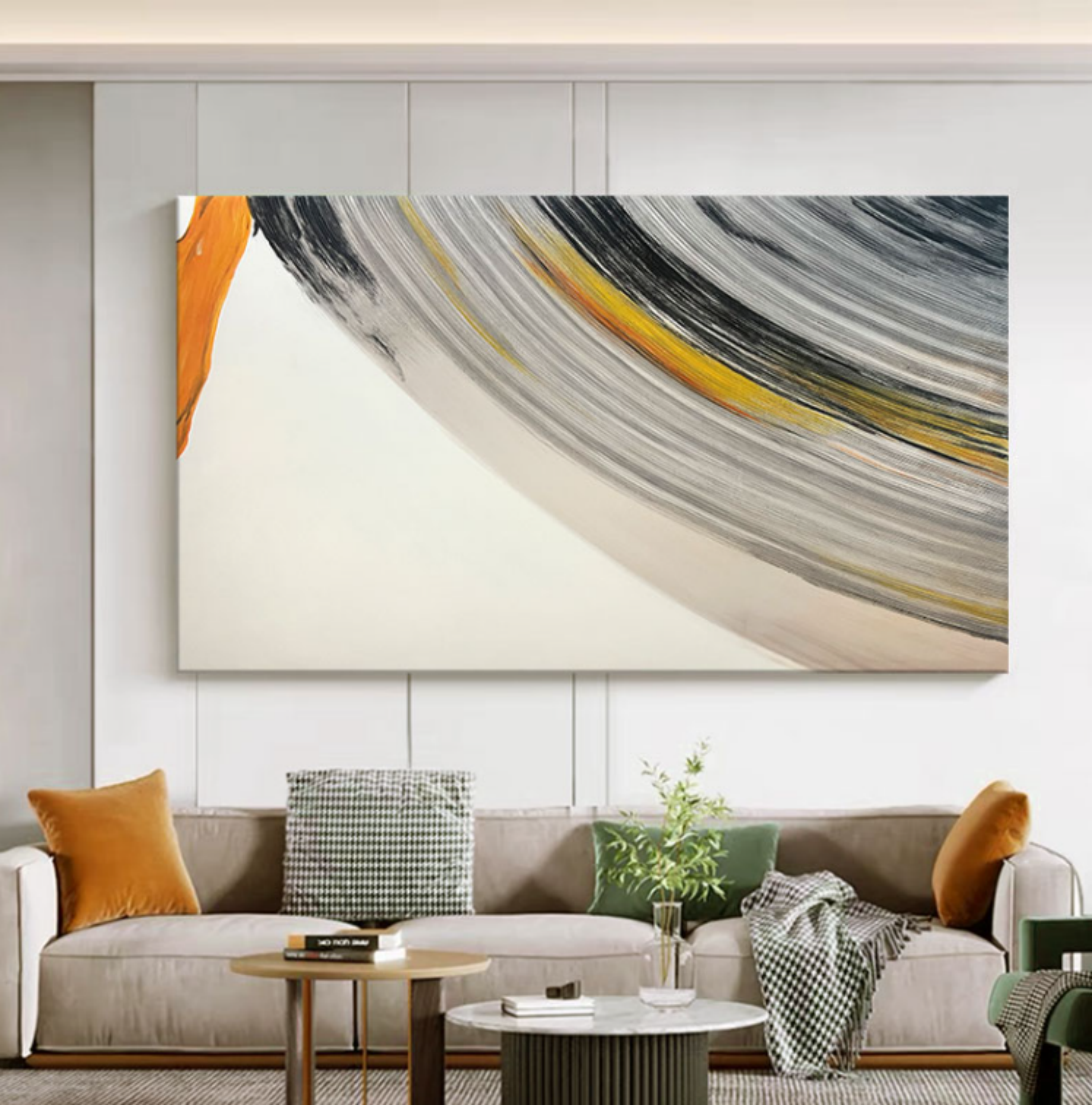 Large colorful minimalist abstract painting Panoramic colorful textured abstract wall art 3D plaster art