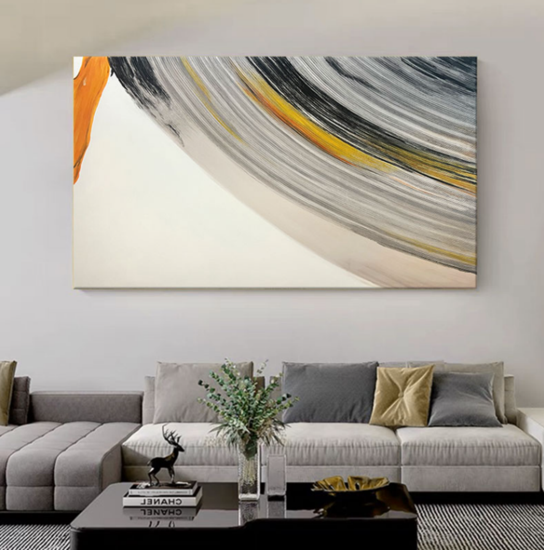 Large colorful minimalist abstract painting Panoramic colorful textured abstract wall art 3D plaster art