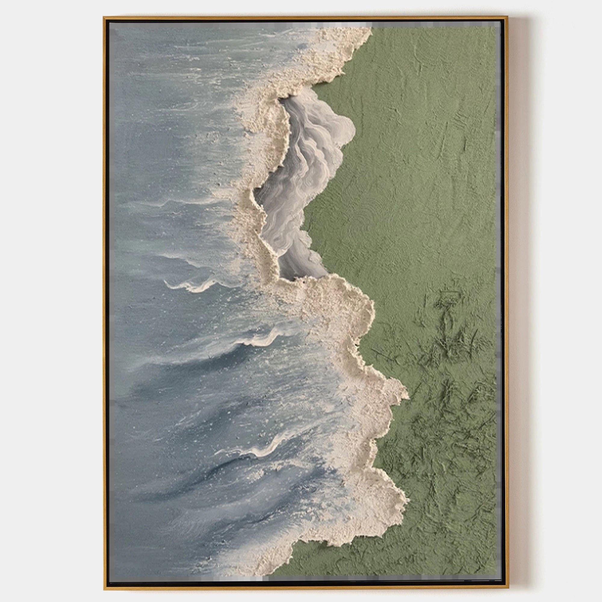 White And Green Beach Ocean Waves 3D Texture Painting Wabi Sabi Wall white-and-green-beach-ocean-waves-3d-texture-painting-wabi-sabi-wall