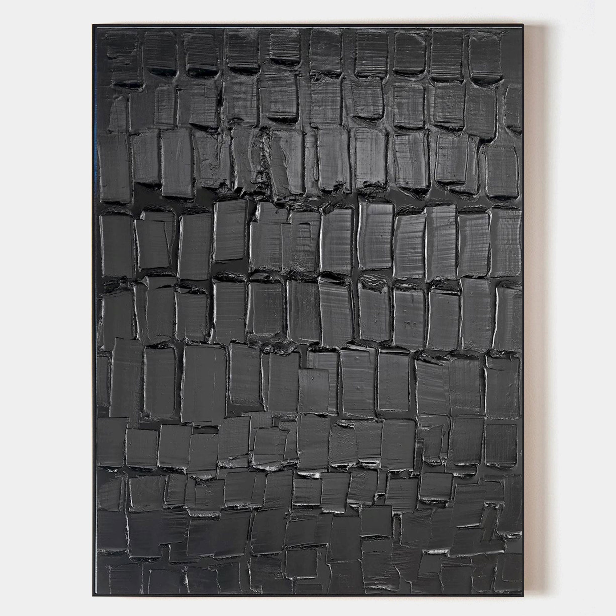 Large Black 3D Abstract Art Textured Wall Art Plaster Wall Art Minimalist Art Wall Decor Paintings