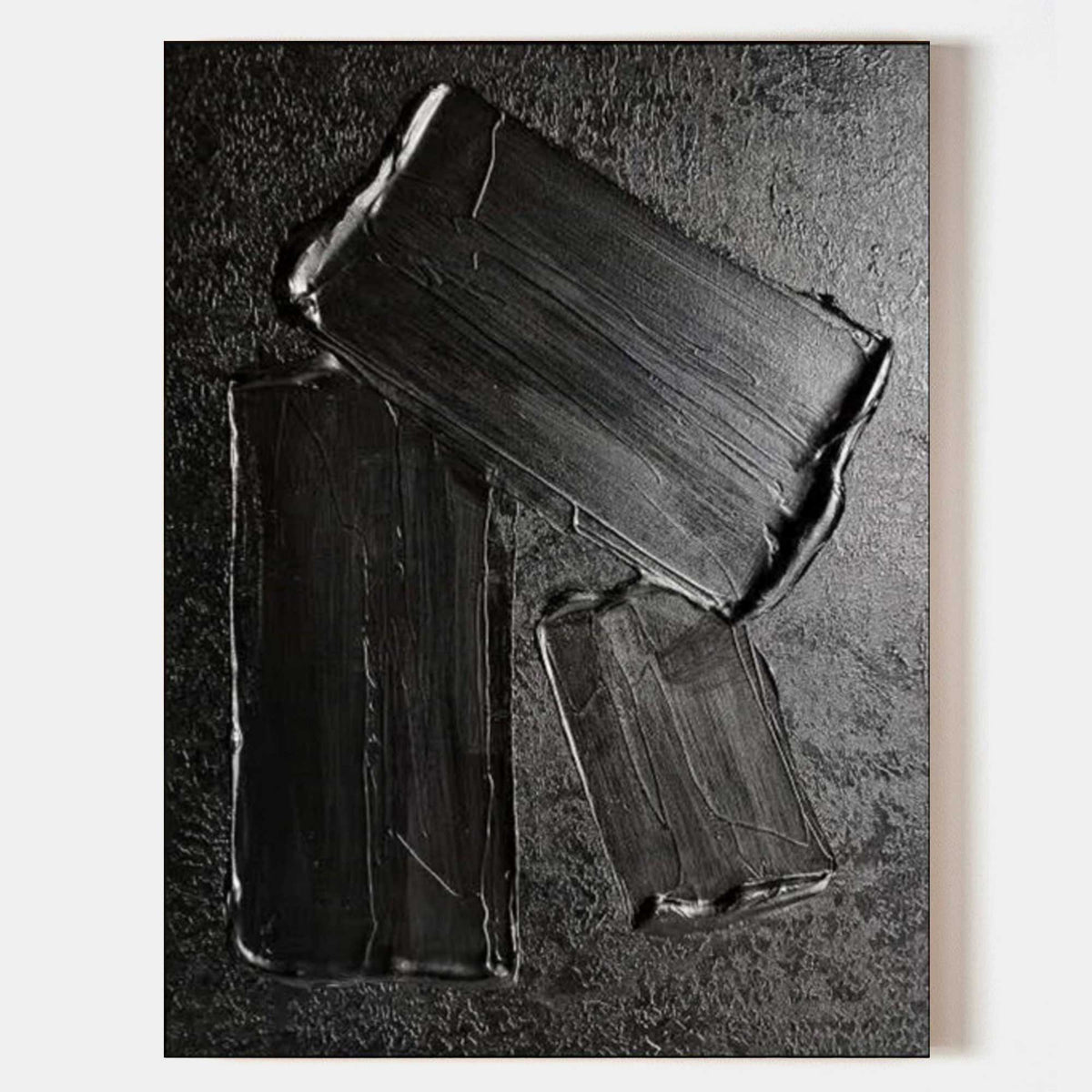 Large Black 3D Abstract Art On Canvas Wabi-Sabi Wall Art Textured Wall ...