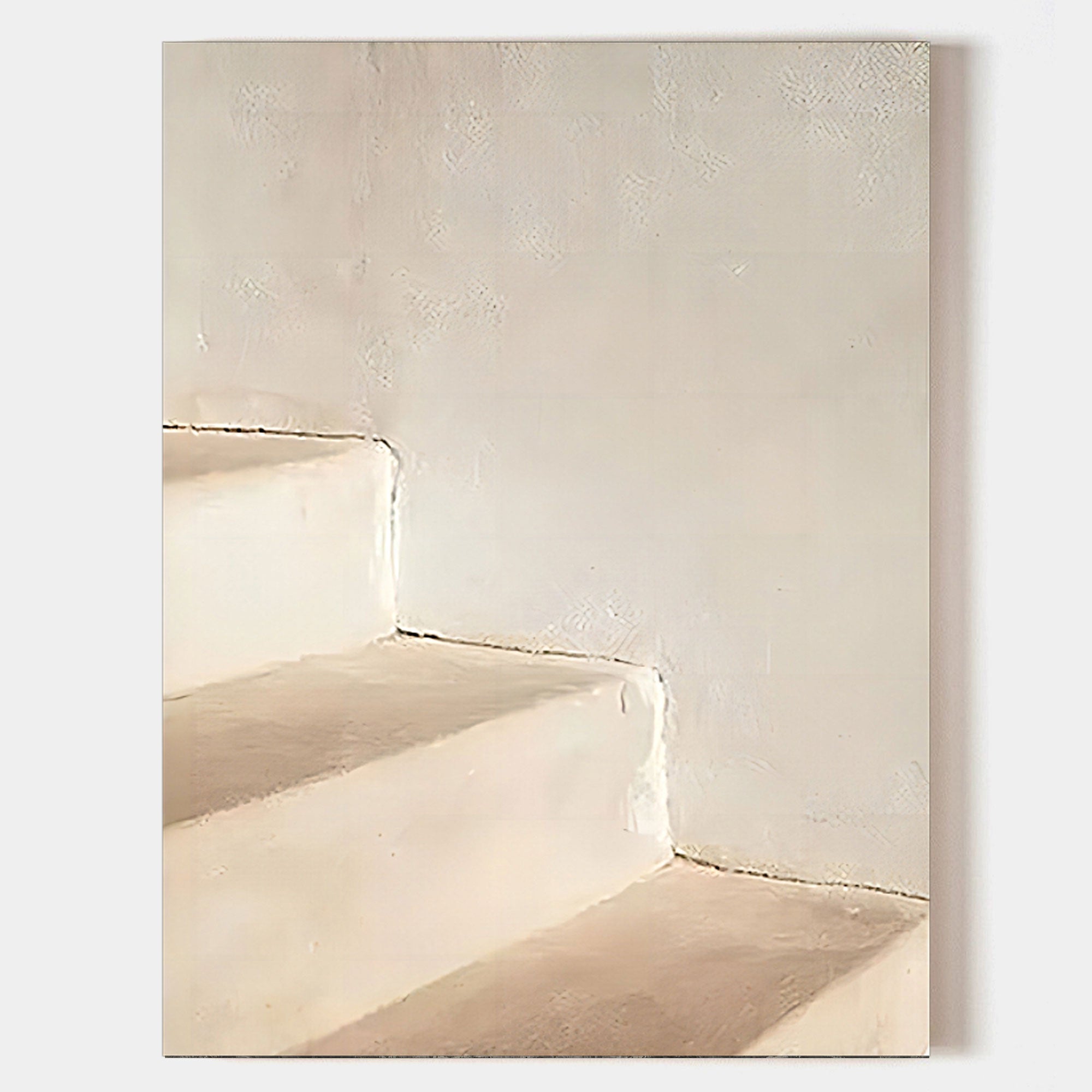 Large beige 3D Abstract Art Wabi-Sabi Wall Art Beige Minimalist Canvas Art Textured Wall Paintings