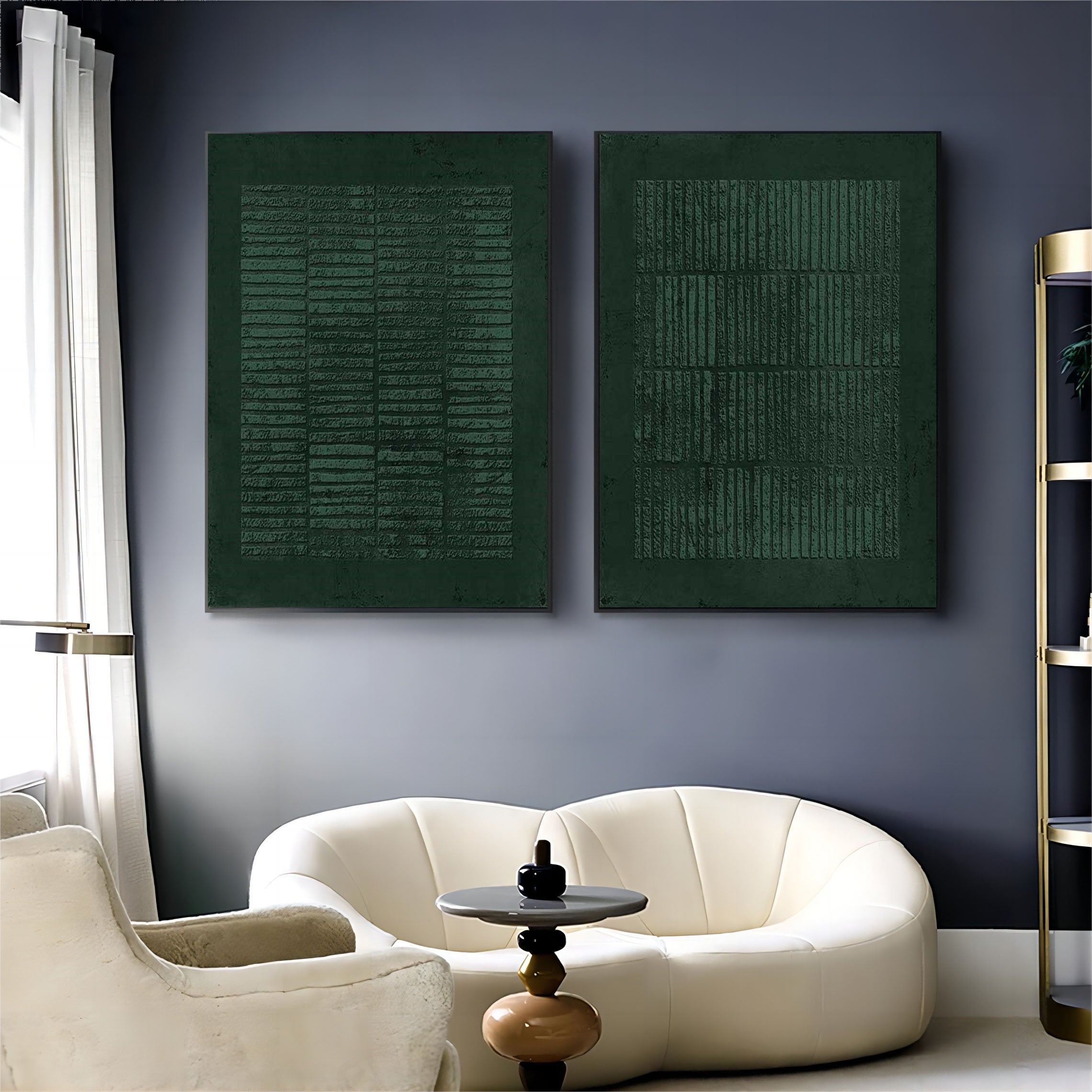 Large Green 3D Abstract Art Wabi-Sabi Wall Art Textured Wall Art Minimalist canvas Painting Set of 2
