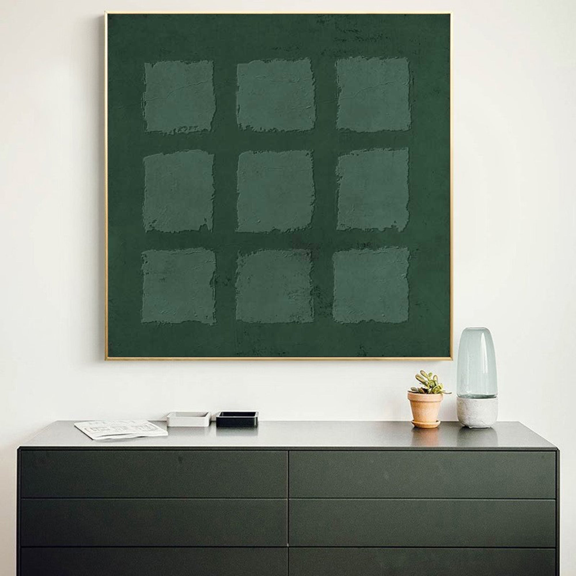Green Abstract Art Canvas Green Oil Painting Green Wall Art Wabi Sabi Wall Art 3D Texture Wall Art