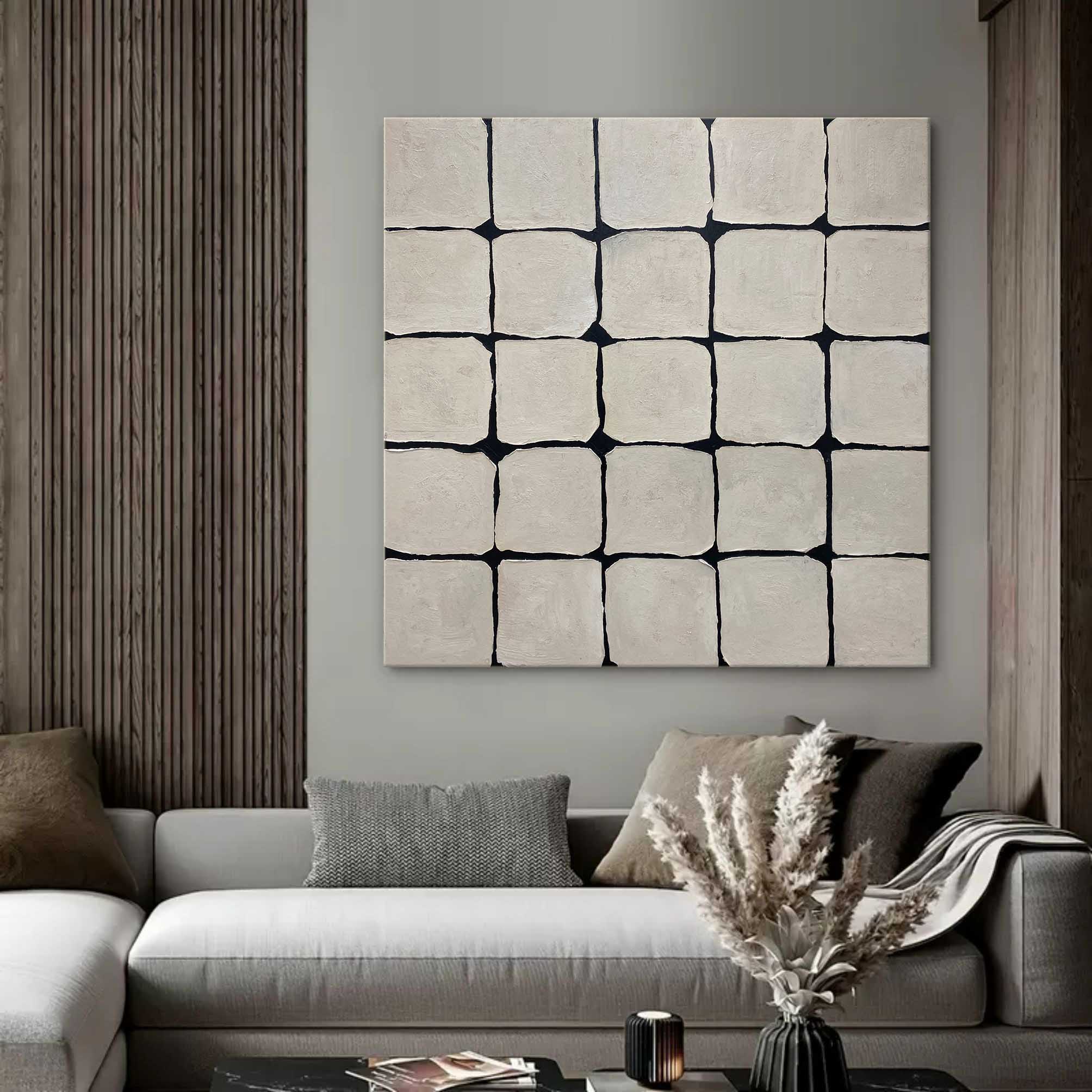 3D Gray Textured Canvas Painting Textured Wall Art Gray Oil Painting Minimalist Abstract Art Canvas