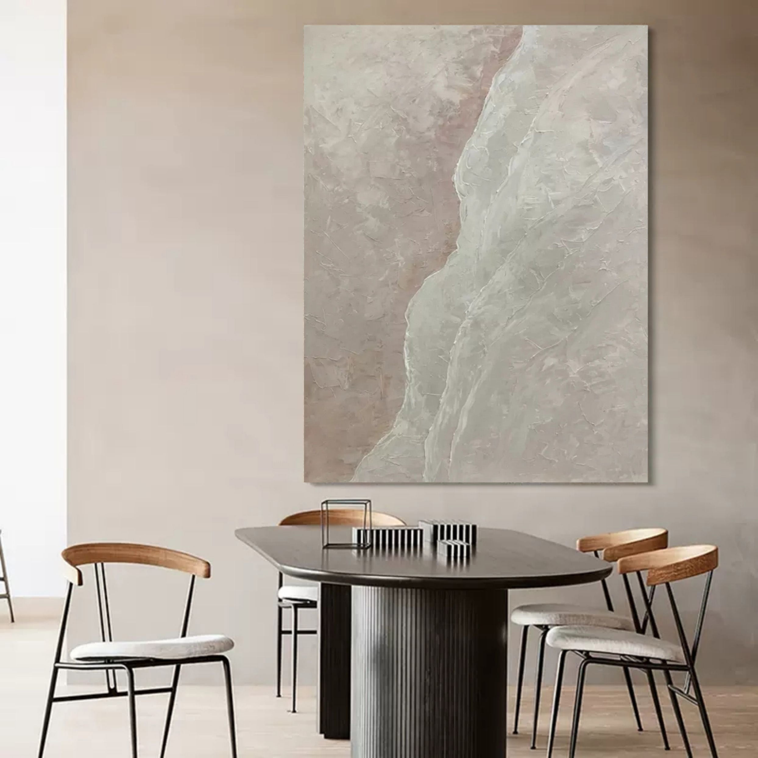 Large gray 3D abstract painting 3D Plaster Wall art Gray textured wall decor hanging paintings