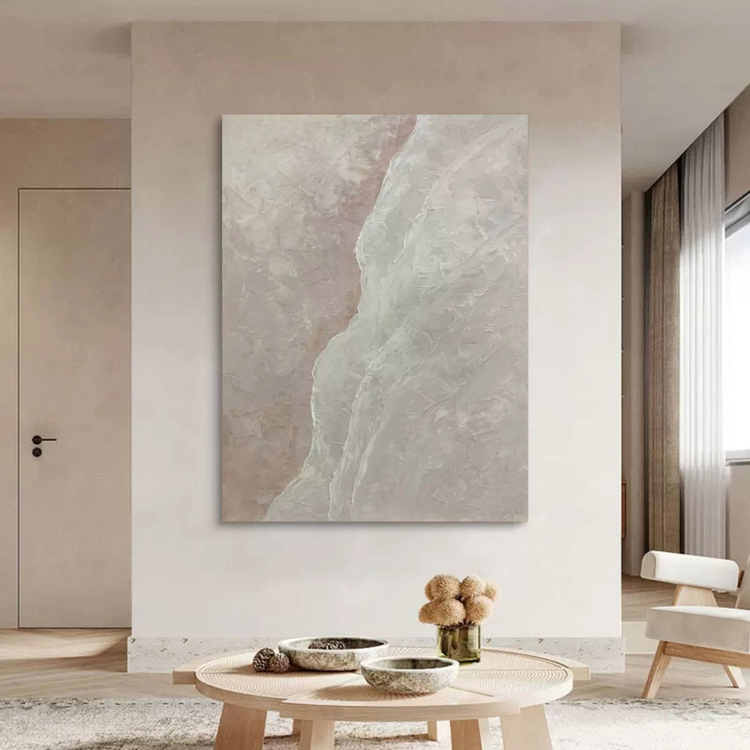 Large gray 3D abstract painting 3D Plaster Wall art Gray textured wall decor hanging paintings