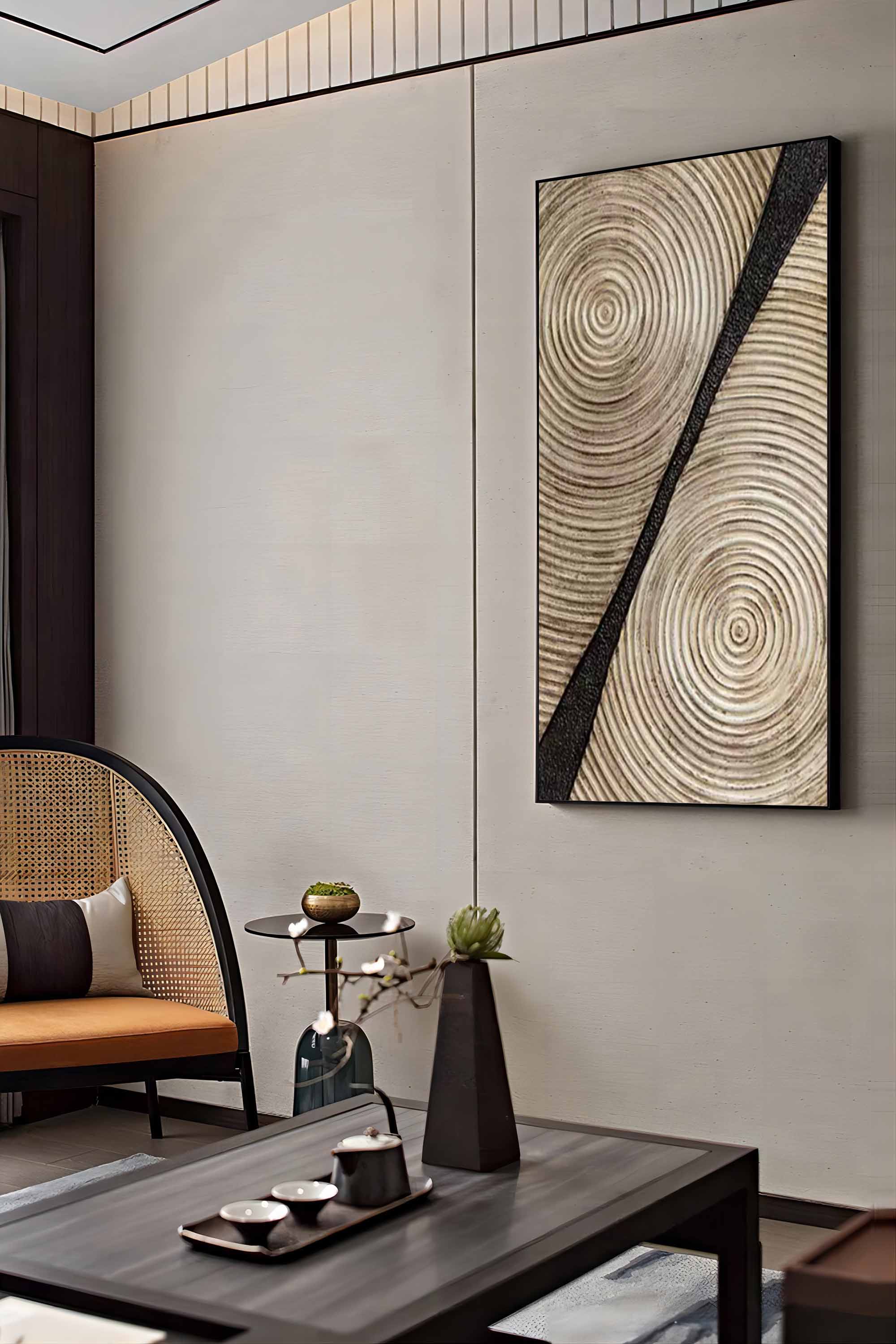 Large Textured Abstract Art Canvas Brown 3D Textured Oil Painting Brown Minimalist Abstract Painting