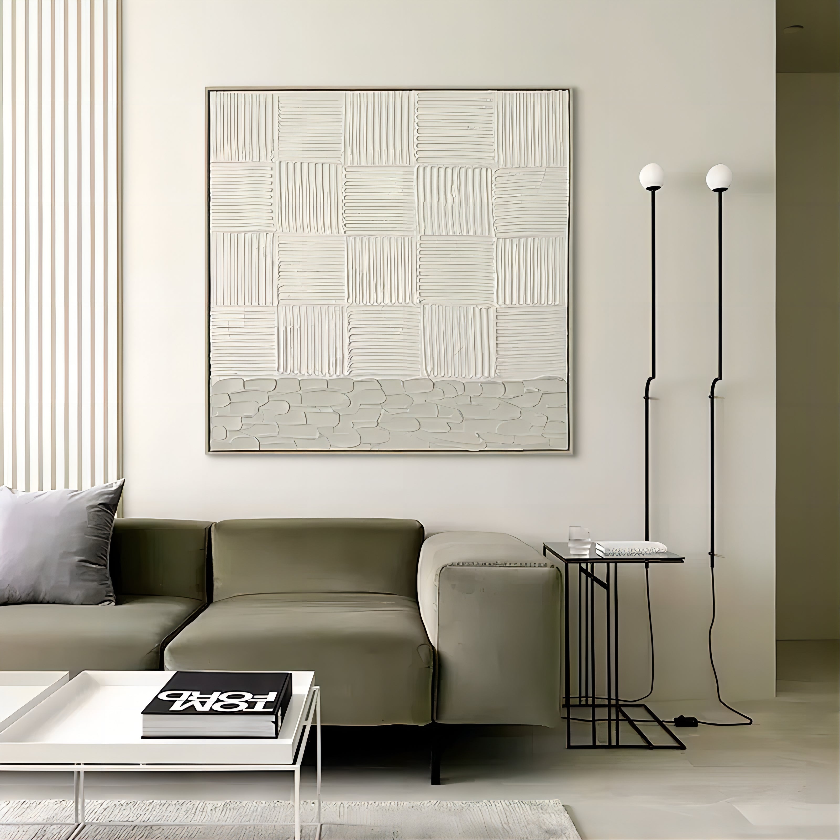 White 3D Textured Wall Art White Plaster 3D Abstract Painting White 3D Minimalist Canvas Art