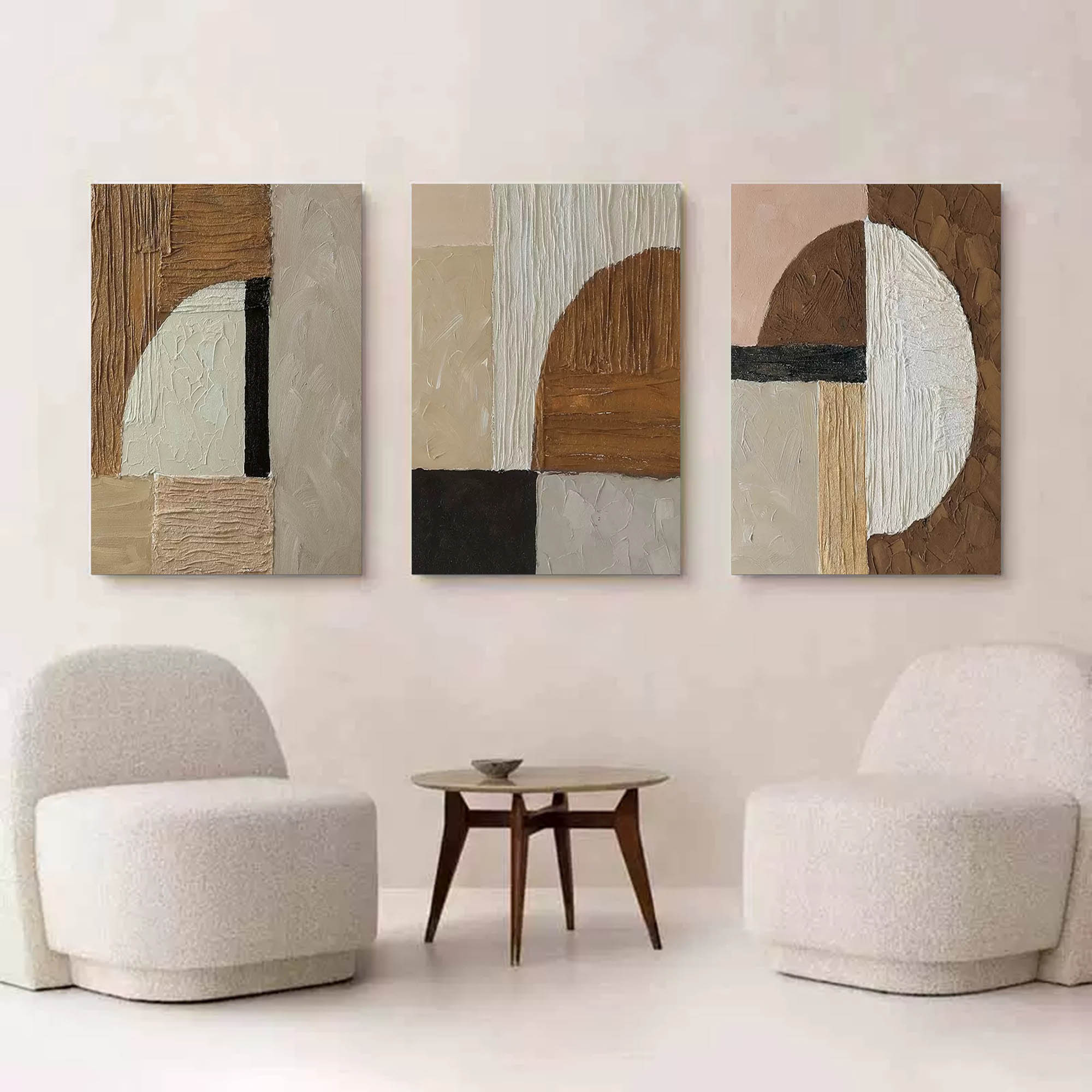 Set of 3 Textured Abstract Canvas Paintings Wabi-Sabi Abstract Painting Set of 3 Modern Wall Art
