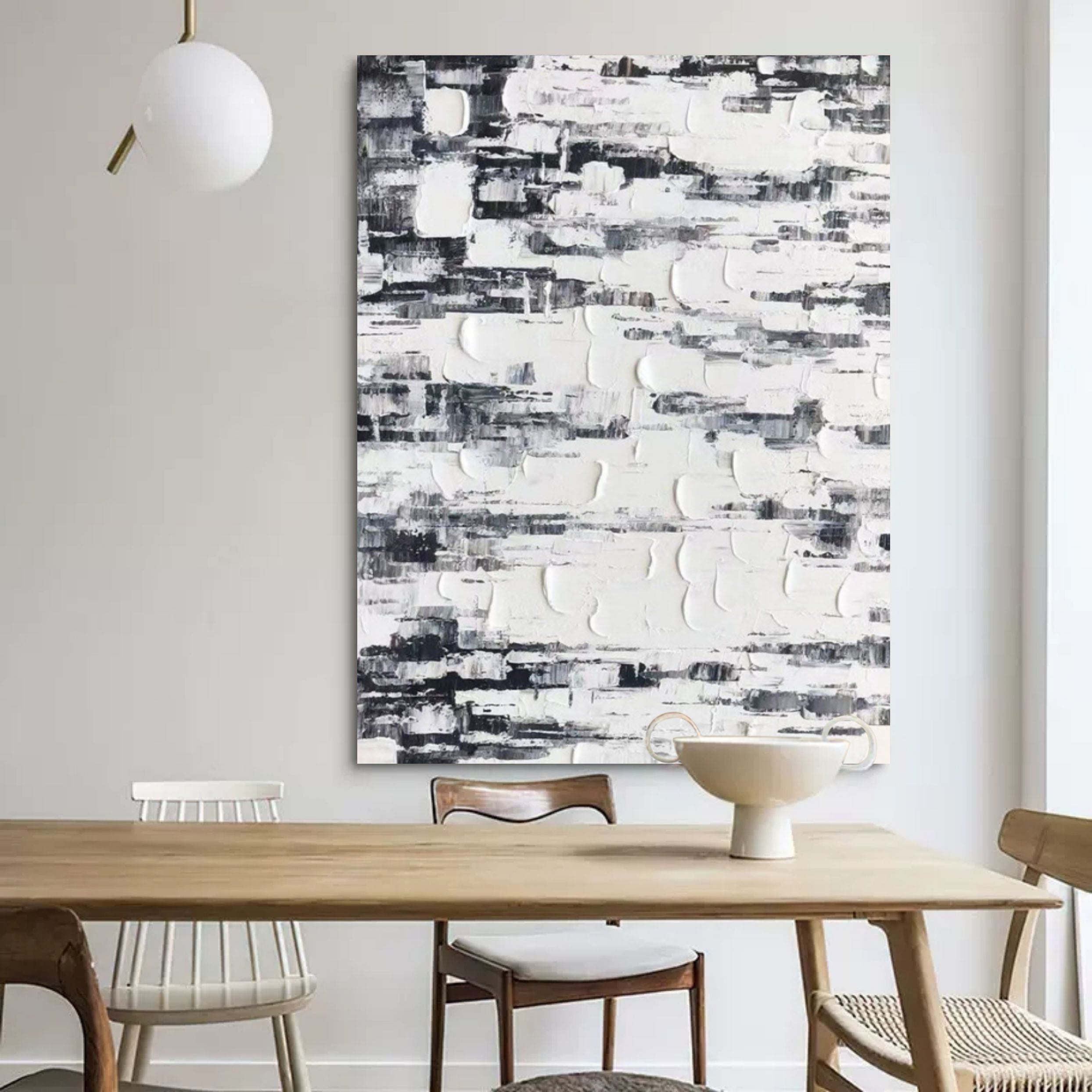 White And Gray 3D Abstract Art Wabi-Sabi Wall Art Minimalist Canvas Art 3D Textured Wall Painting