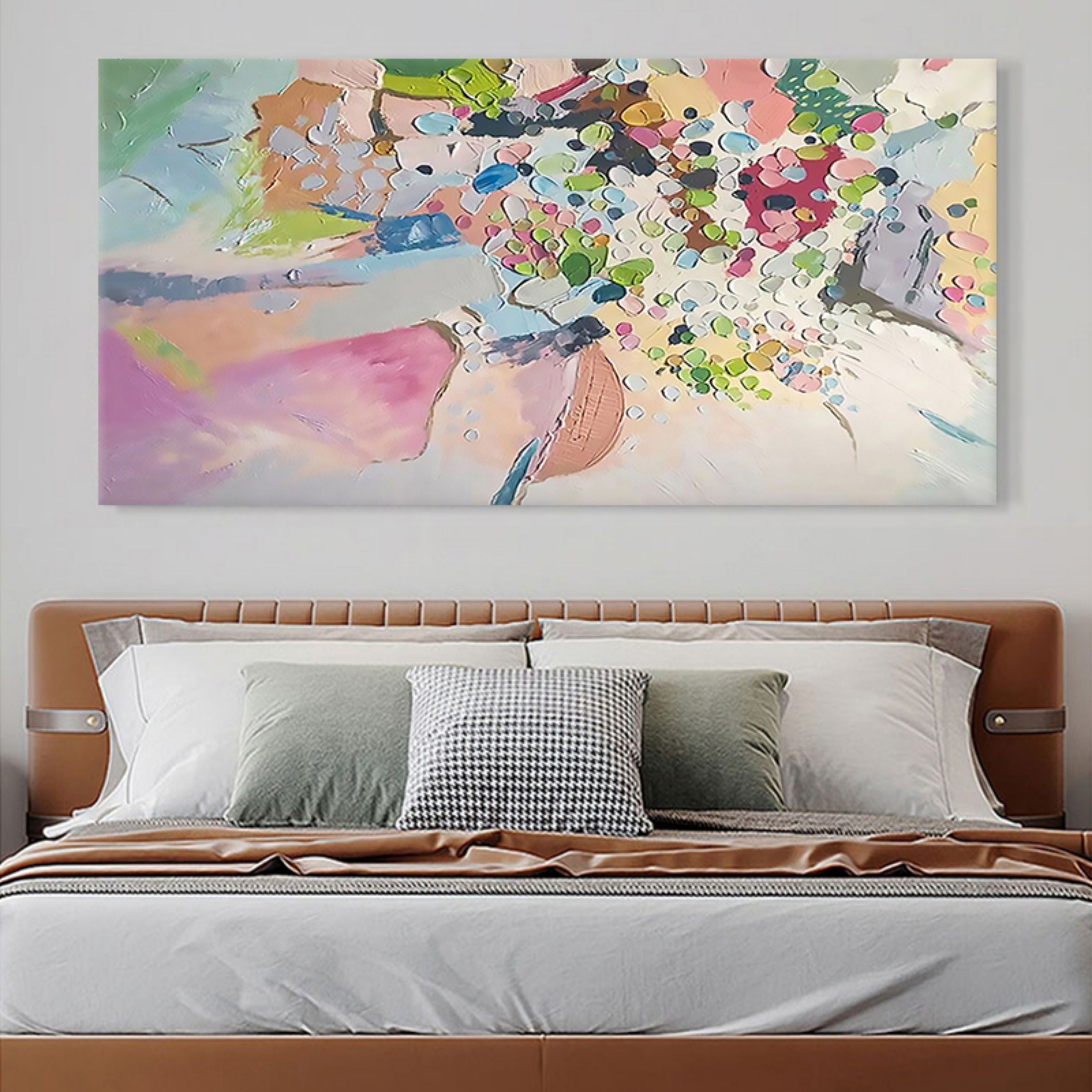 Large colorful 3D abstract art textured wall art plaster wall art knife acrylic canvas painting